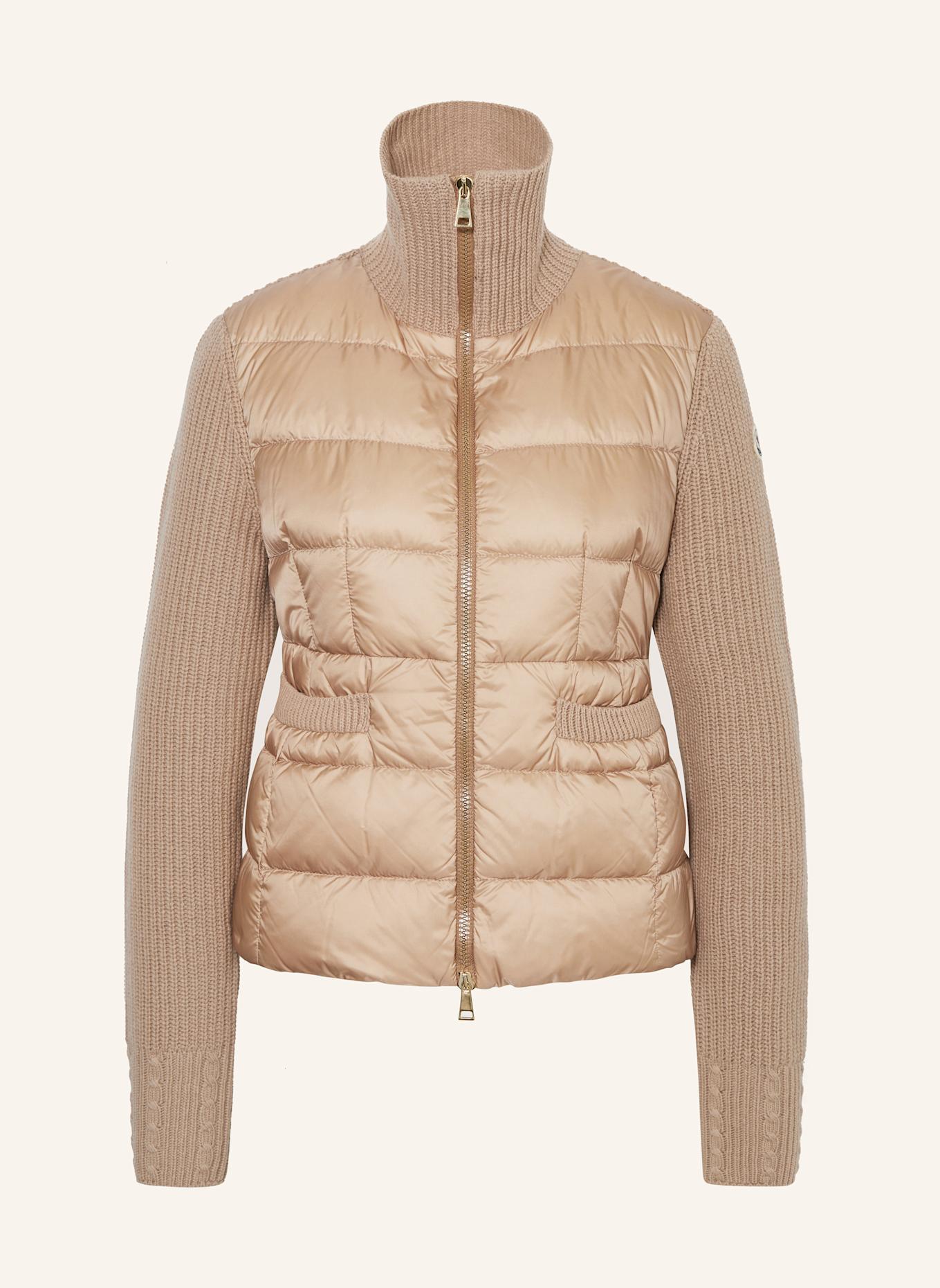 MONCLER Daunenjacke im Materialmix: CAMEL