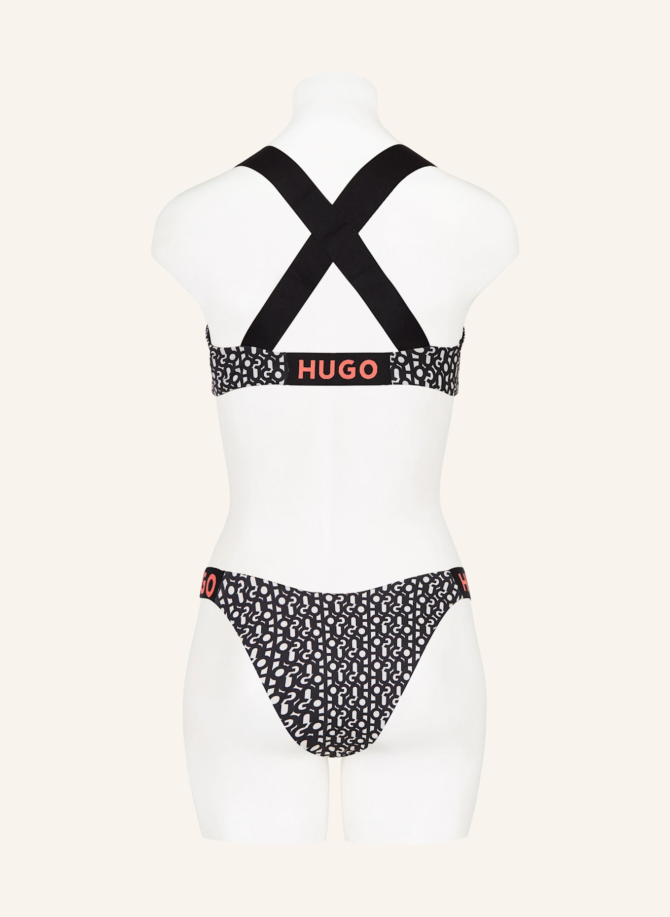 HUGO Bralette-Bikini-Top MONOGRAM in schwarz/ weiss