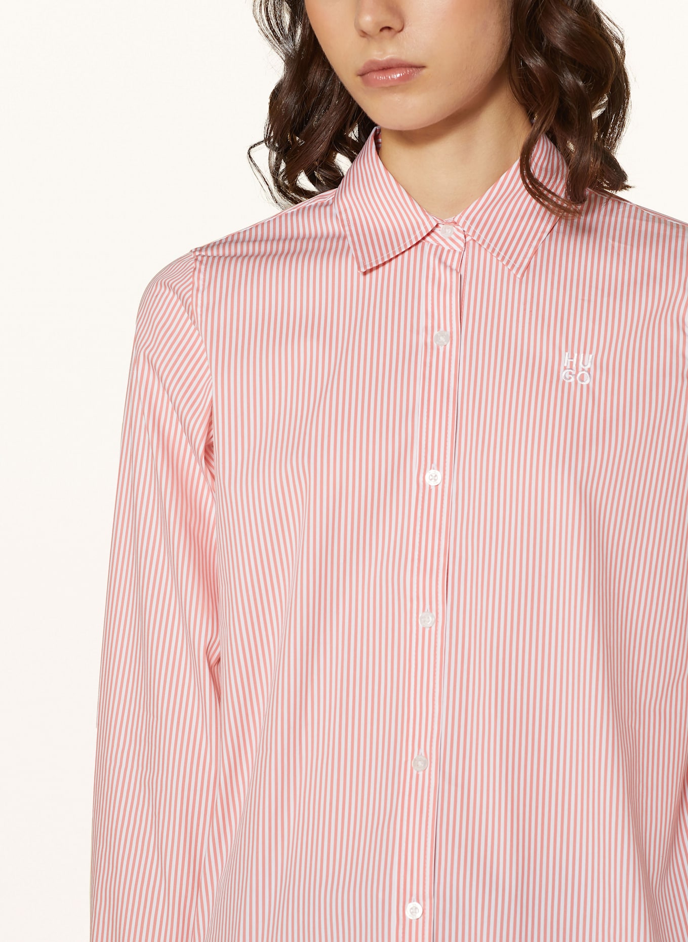 HUGO Hemdbluse THE ESSENTIAL: WEISS / LACHS