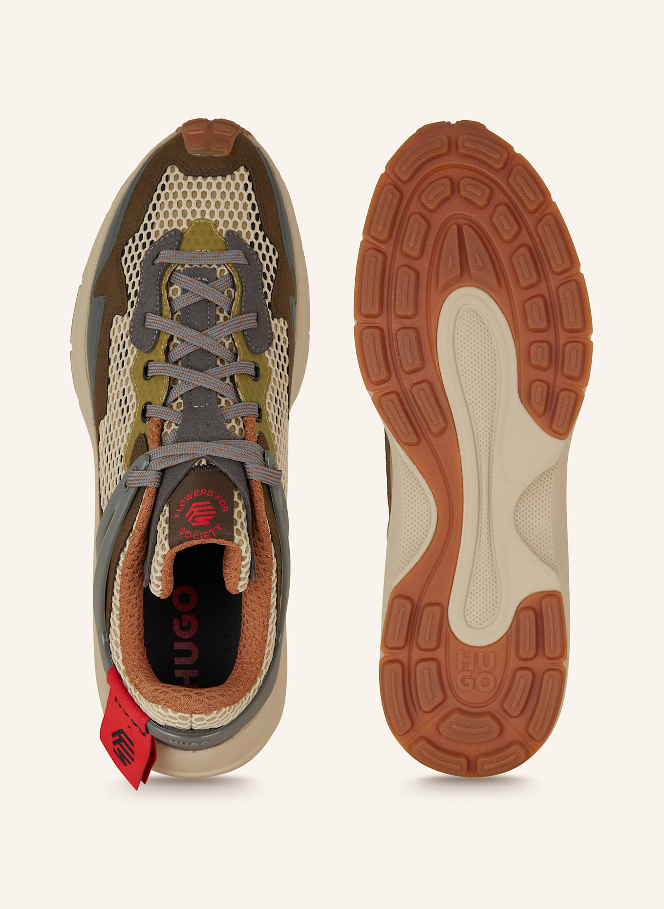 HUGO Sneaker GO2: BEIGE / GRAU / KHAKI