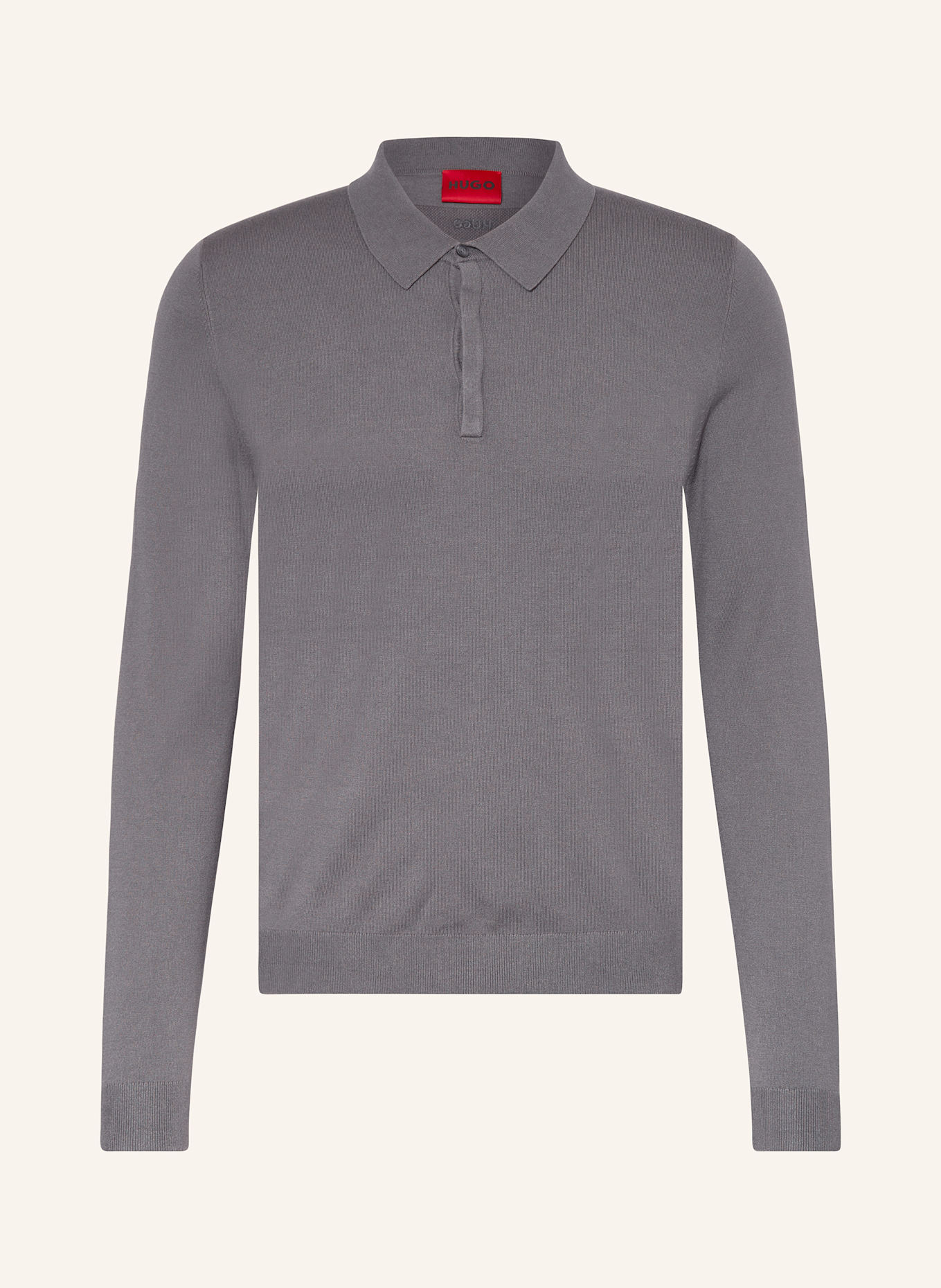 HUGO Strick-Poloshirt SAN PIPPO Slim Fit: GRAU