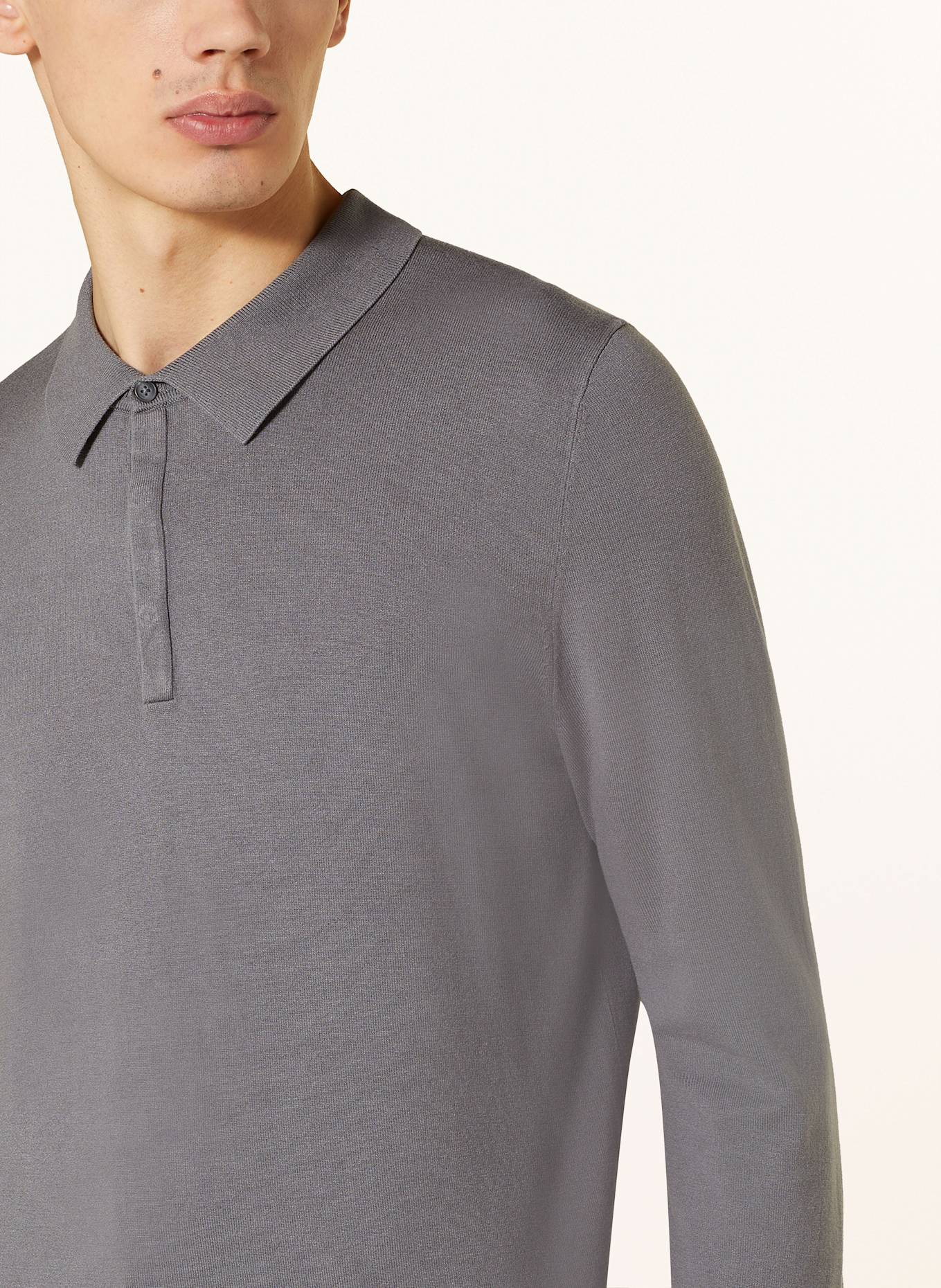 HUGO Strick-Poloshirt SAN PIPPO Slim Fit: GRAU