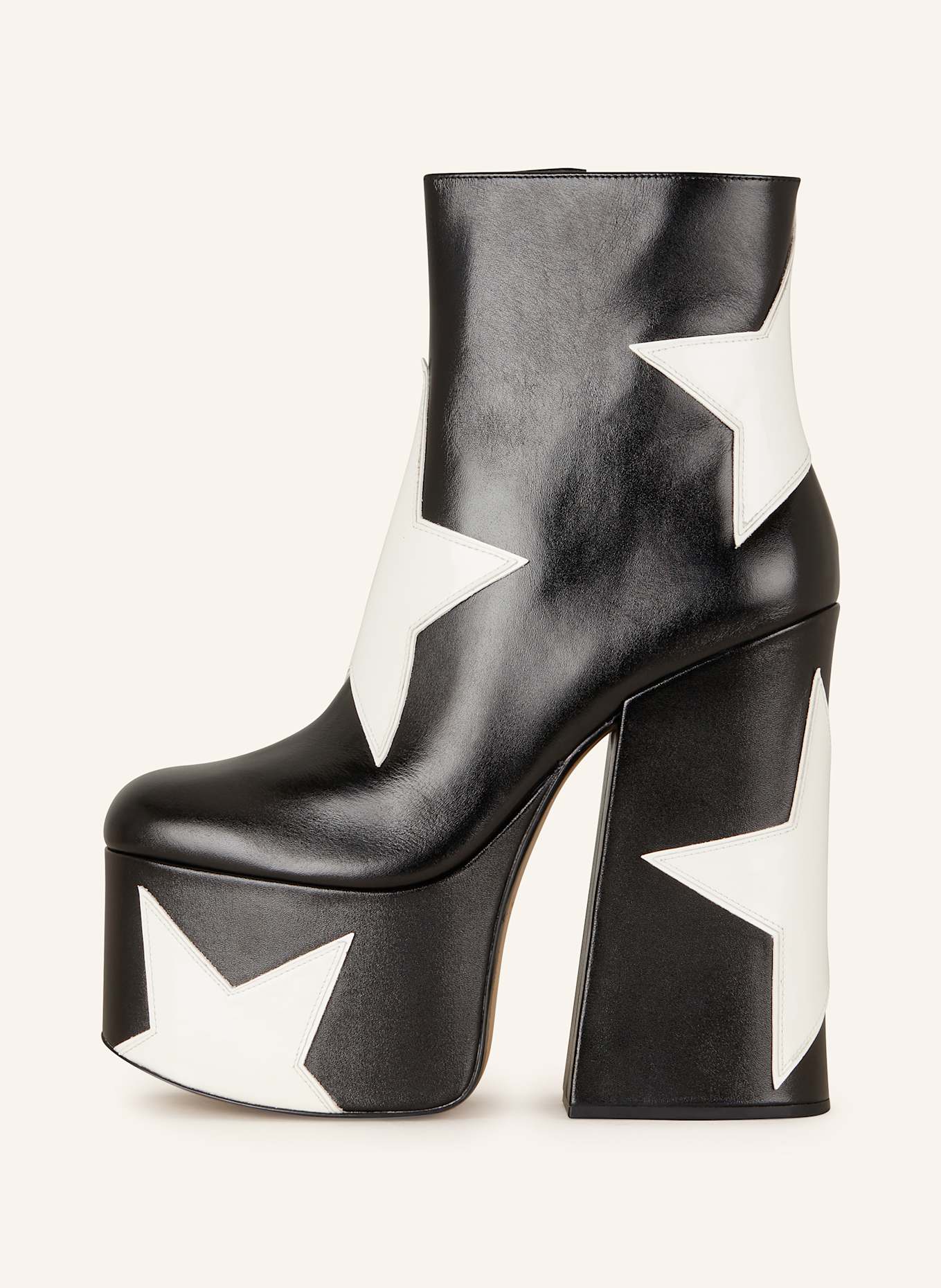 MARC JACOBS Plateau-Boots THE STAR PLATFORM KIKI ANKLE BOOT: SCHWARZ/ WEISS