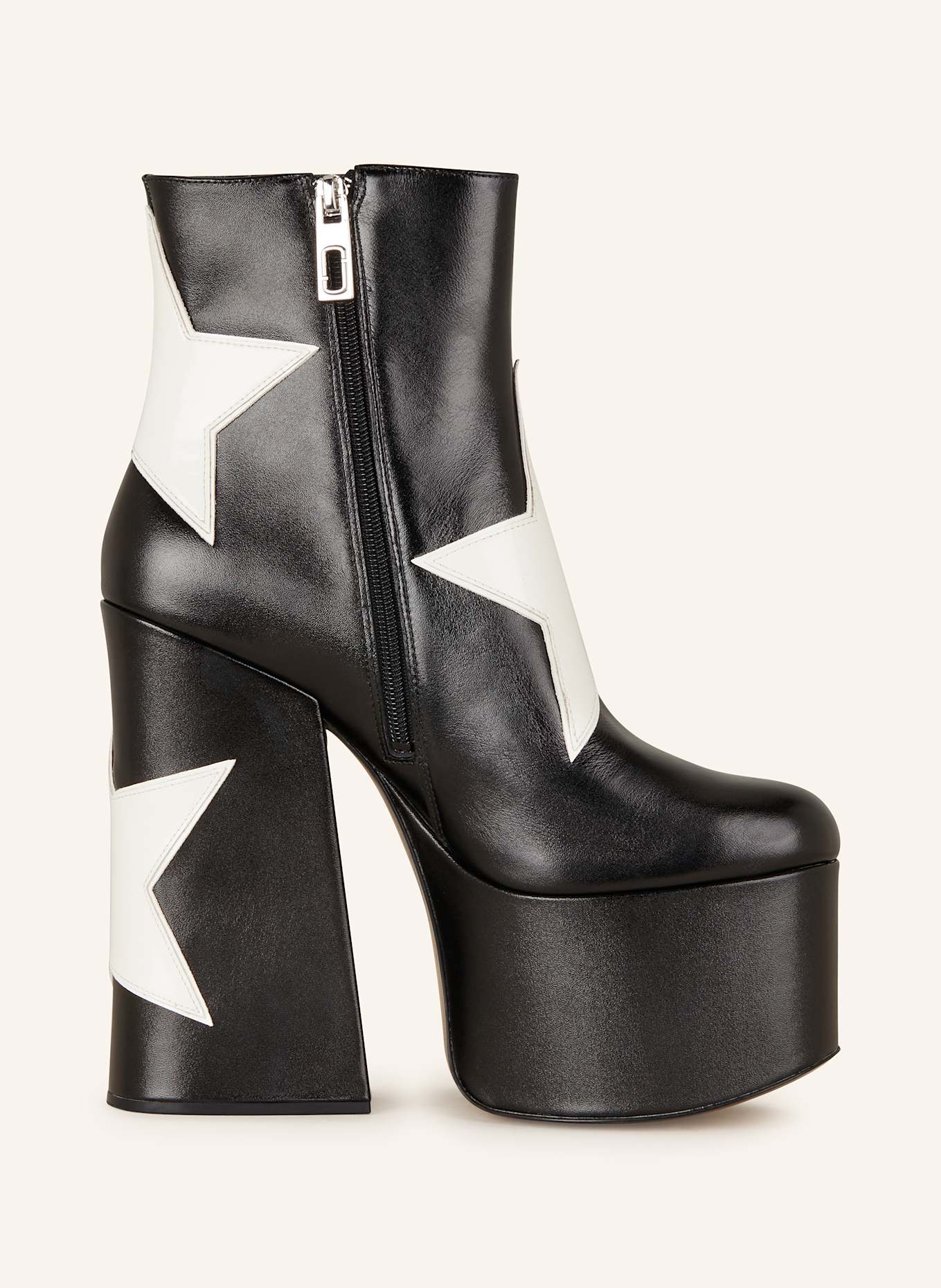 MARC JACOBS Plateau-Boots THE STAR PLATFORM KIKI ANKLE BOOT: SCHWARZ/ WEISS