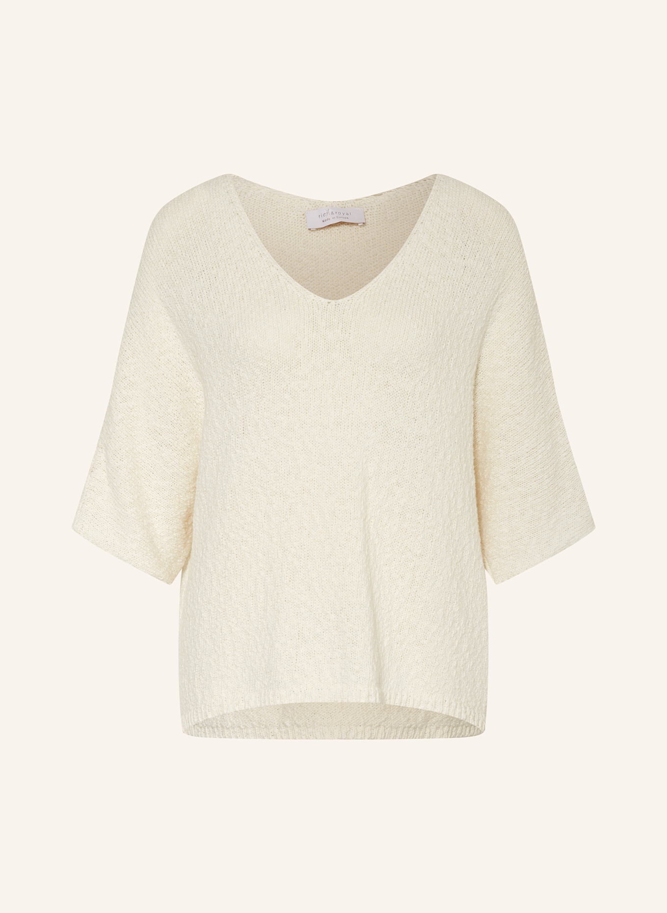 Rich & Royal Pullover mit Leinen und 3/4-Arm: ECRU