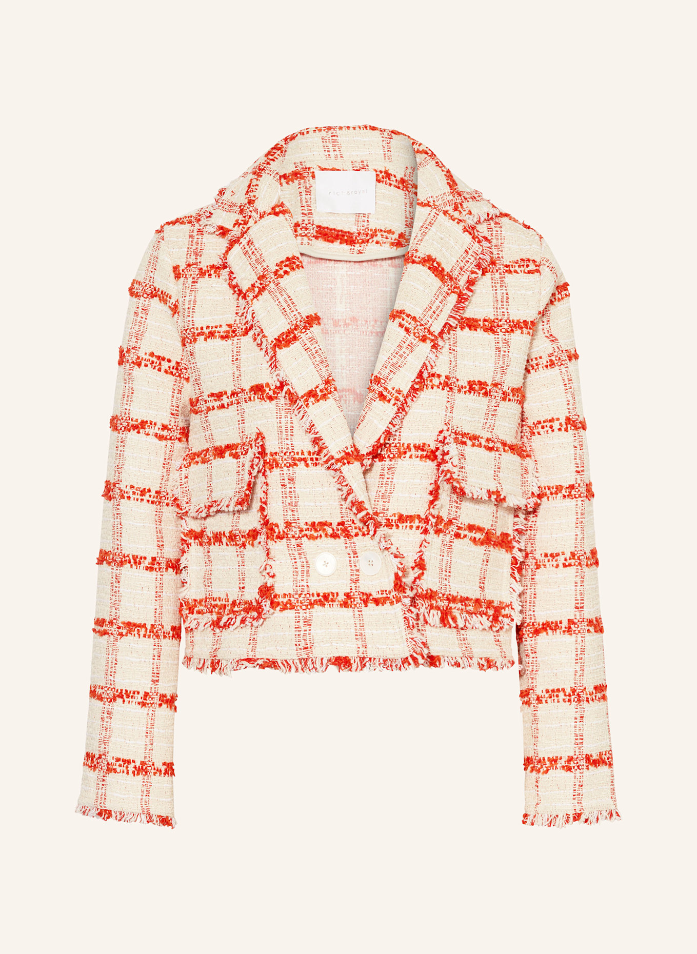 Rich & Royal Bouclé-Blazer: CREME / ORANGE