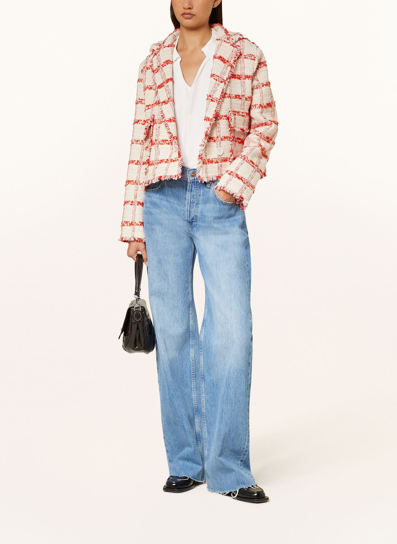 Rich & Royal Bouclé-Blazer: CREME / ORANGE