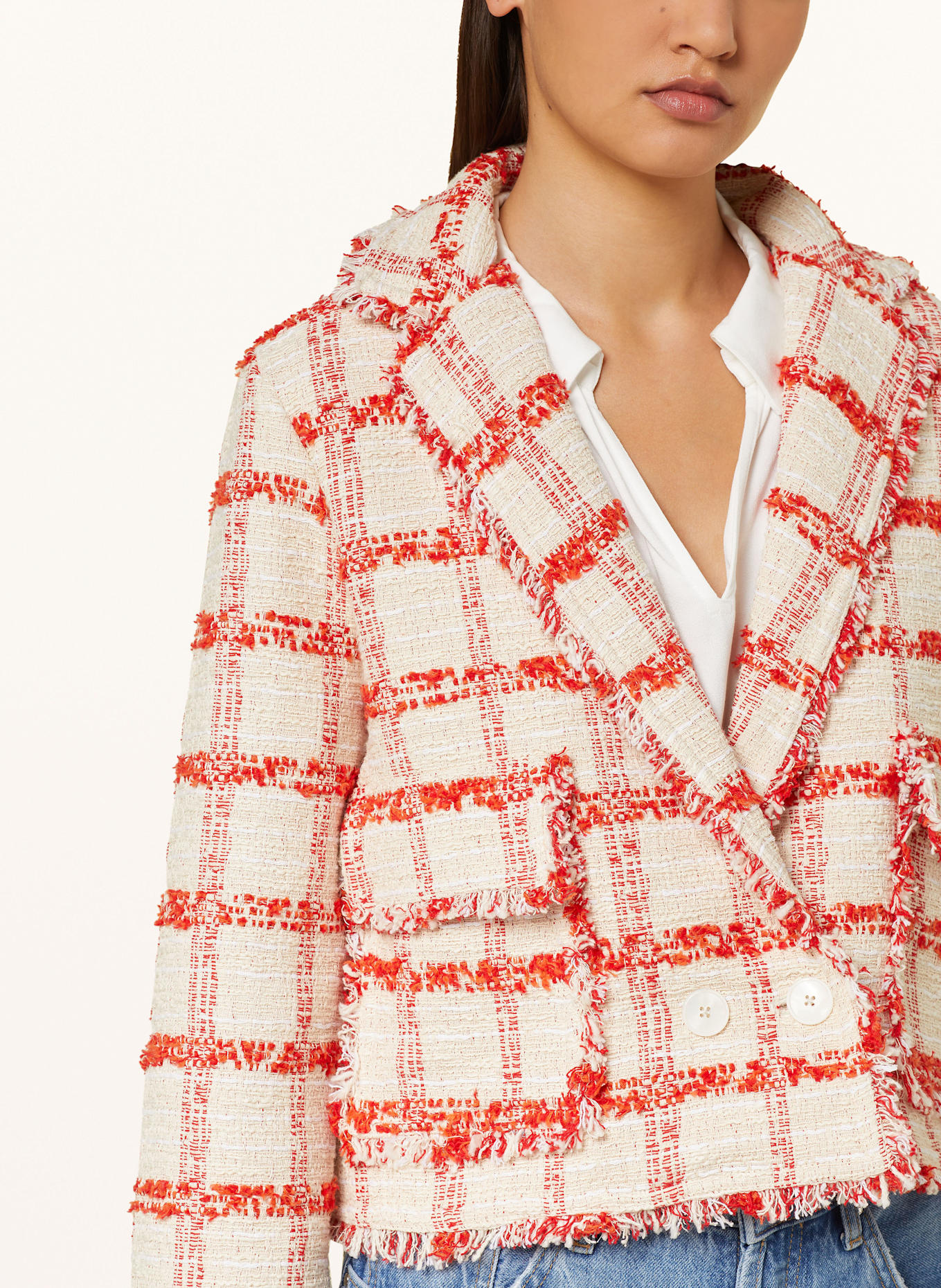 Rich & Royal Bouclé-Blazer: CREME / ORANGE