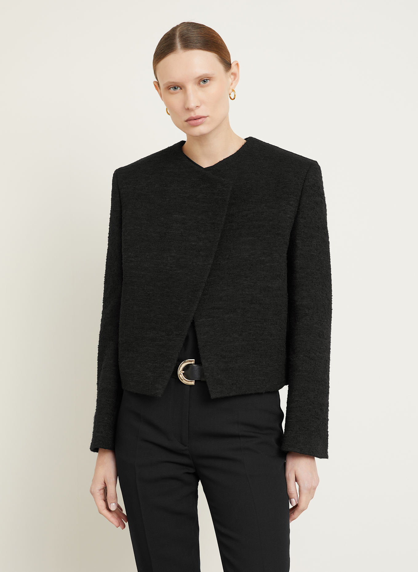 TOTEME Bouclé-Jacke: SCHWARZ