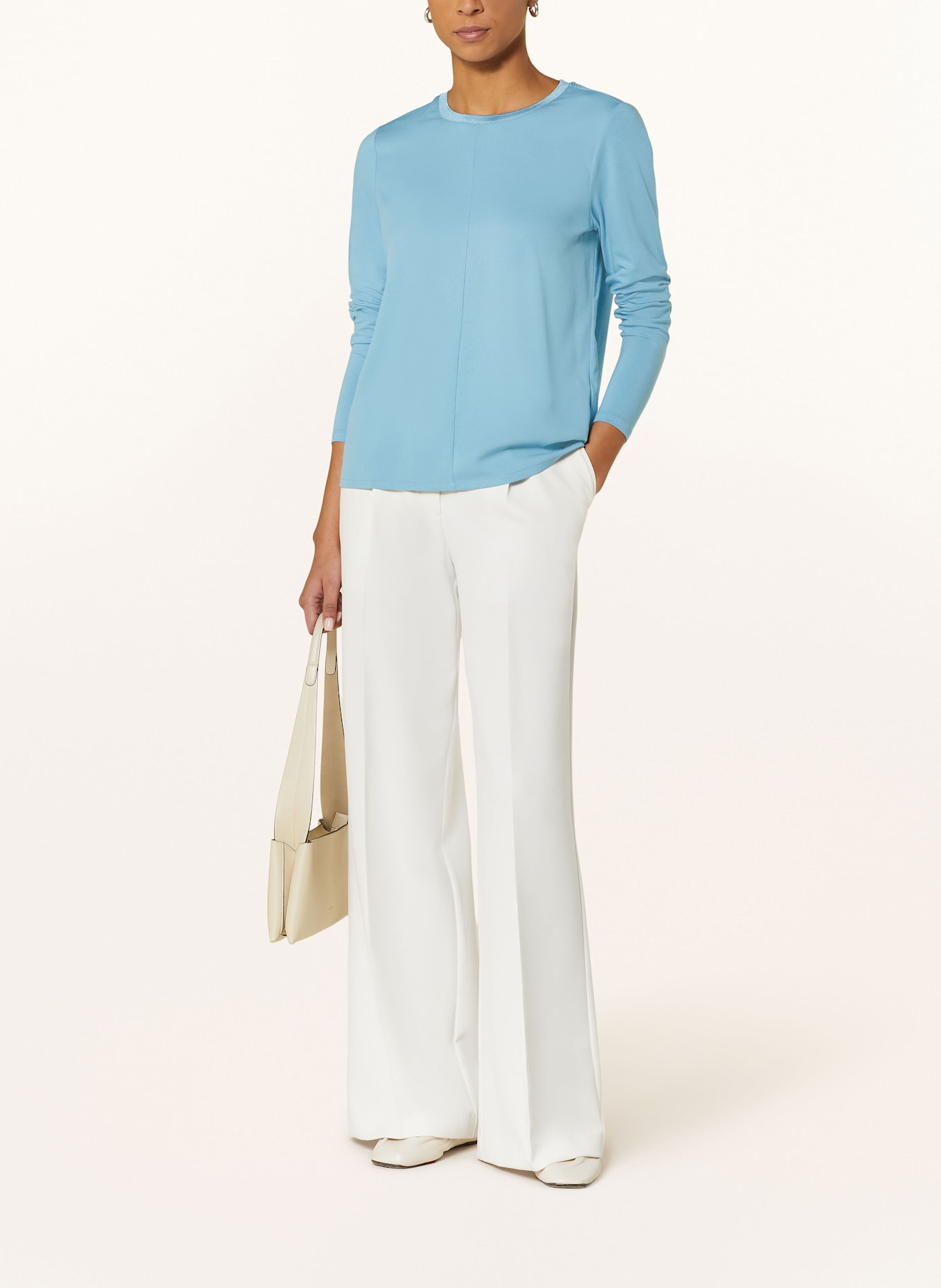 BRAX Longsleeve CLARA im Materialmix: HELLBLAU