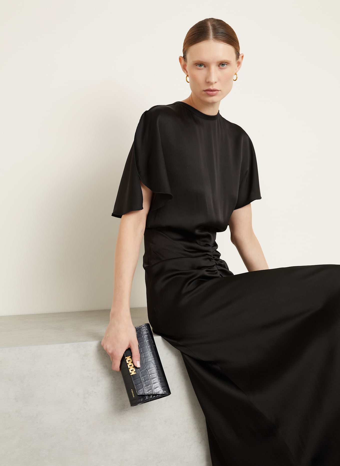VICTORIA BECKHAM Cocktailkleid aus Satin: SCHWARZ