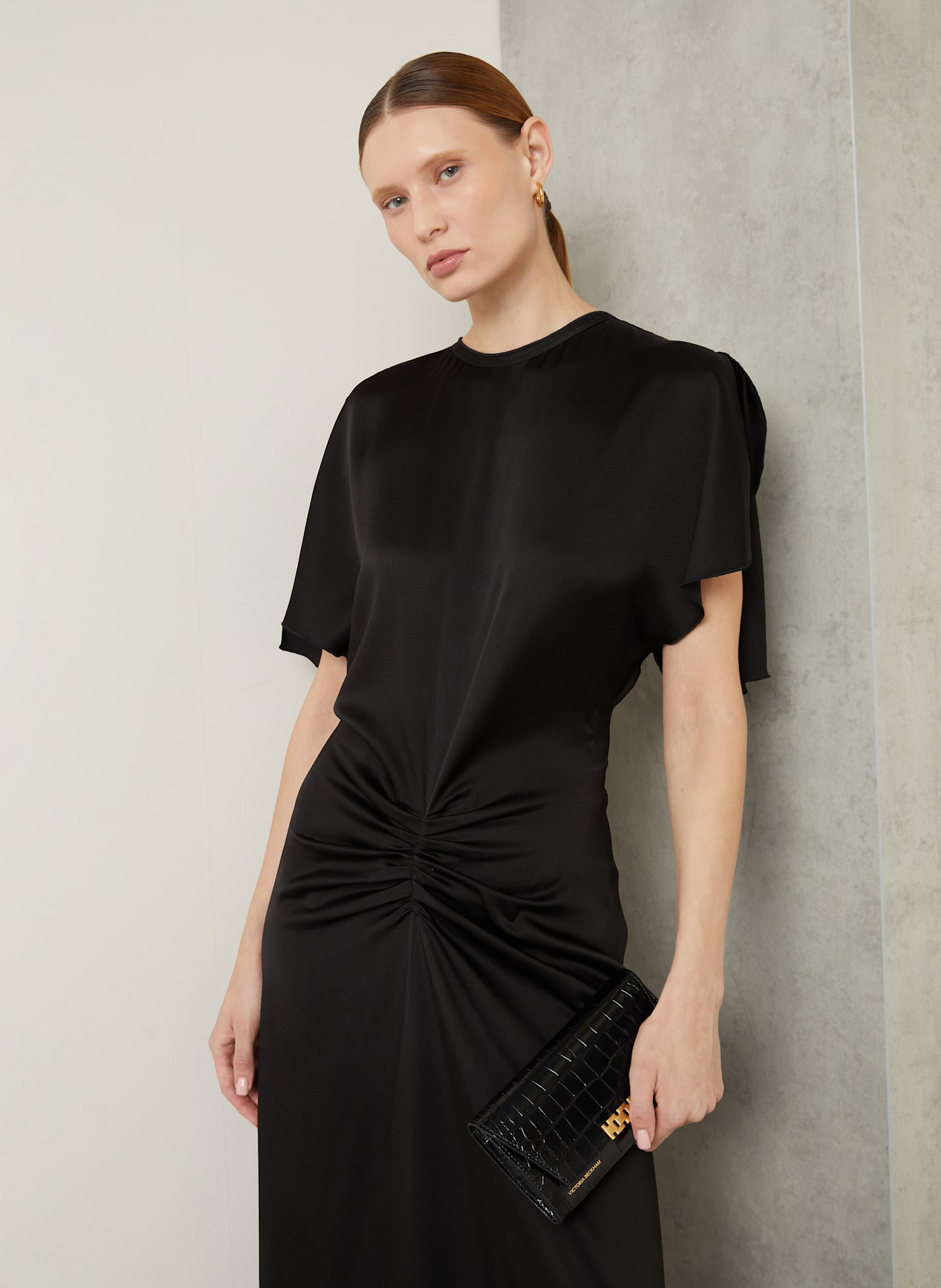 VICTORIA BECKHAM Cocktailkleid aus Satin: SCHWARZ
