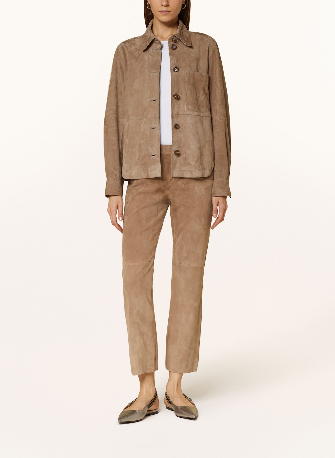 LUISA CERANO Leder-Overjacket: HELLBRAUN