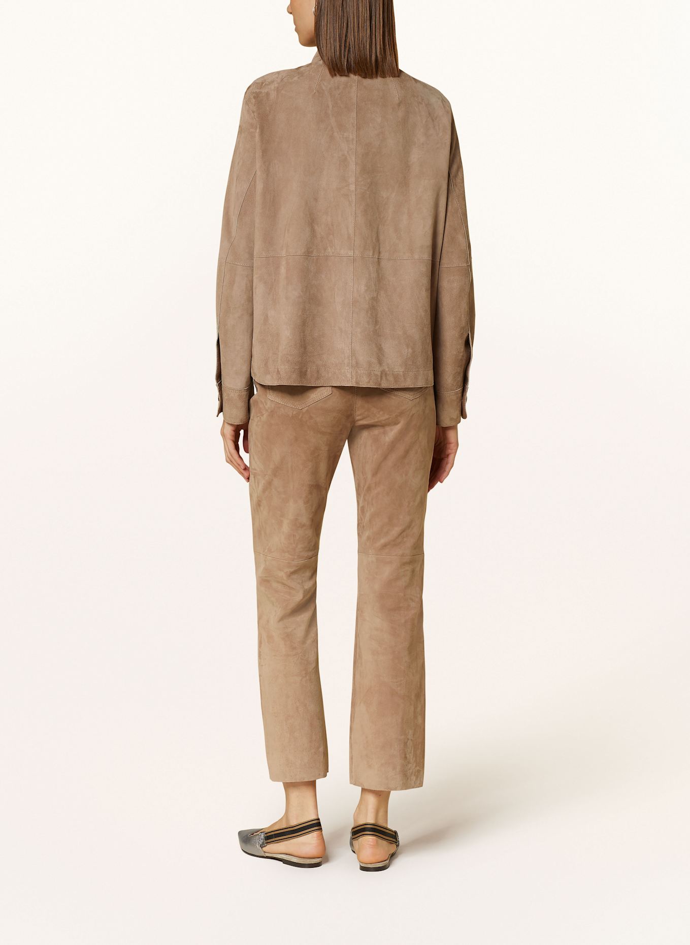 LUISA CERANO Leder-Overjacket: HELLBRAUN