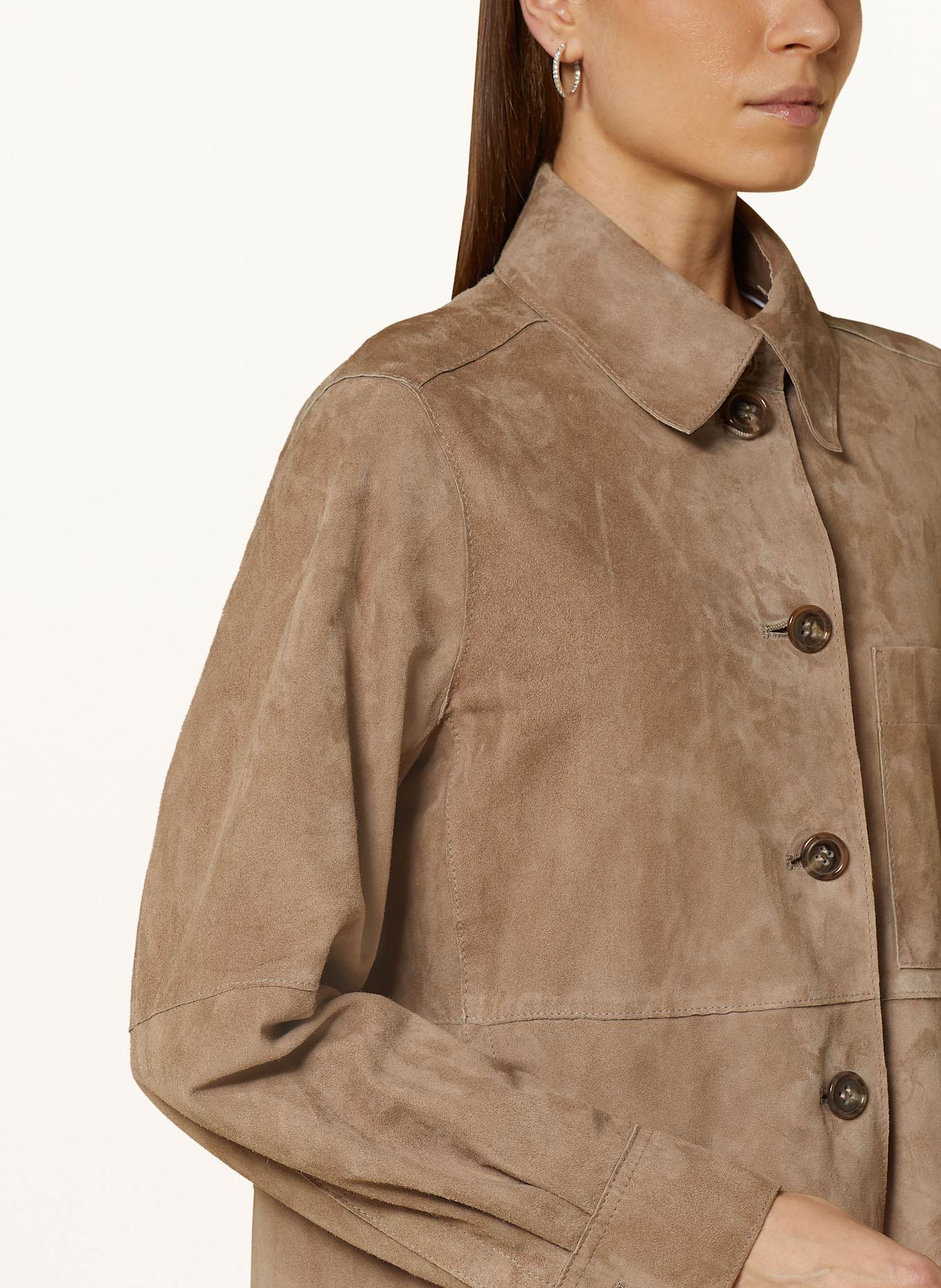 LUISA CERANO Leder-Overjacket: HELLBRAUN