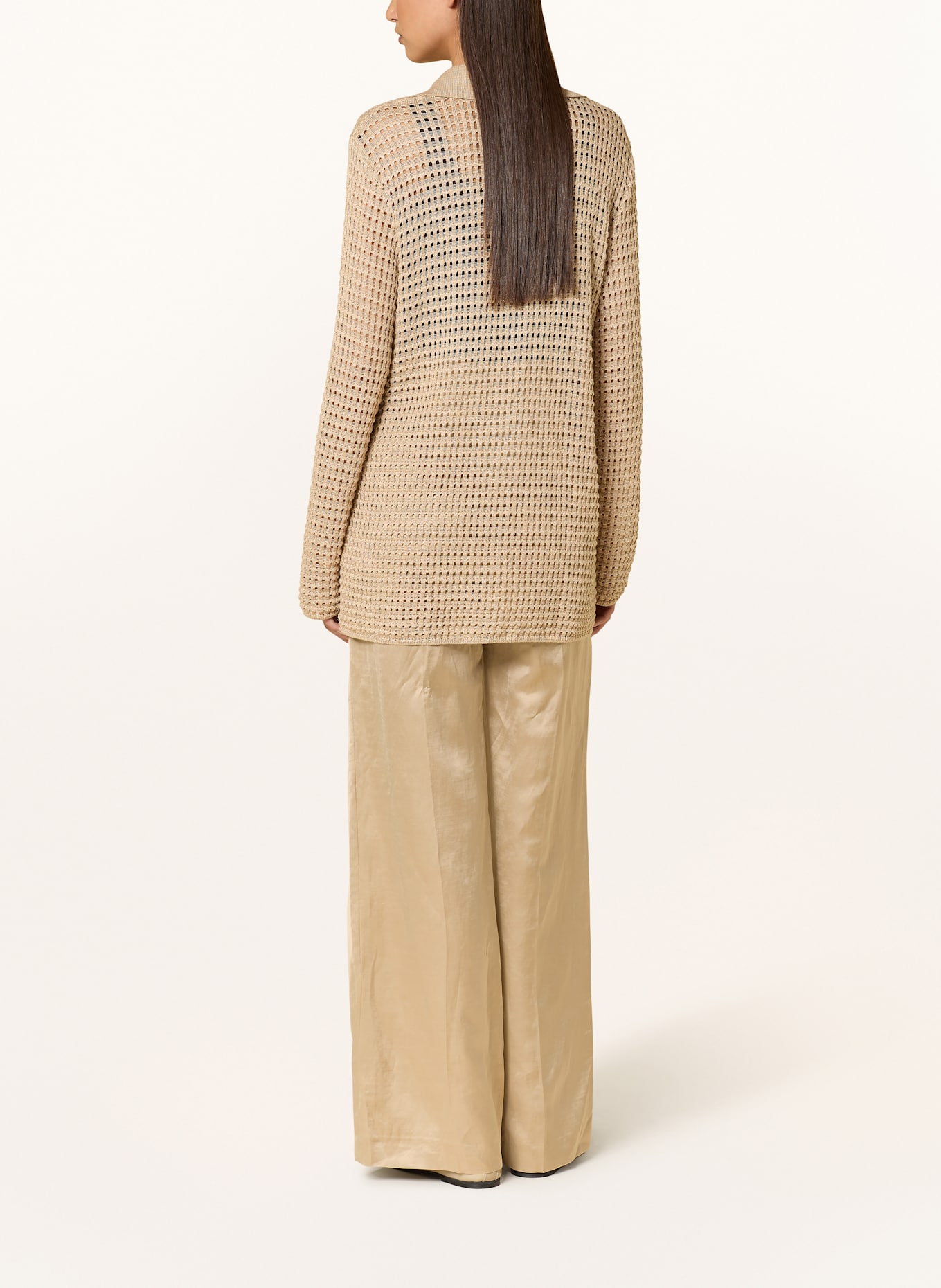 MARC CAIN Strickjacke mit Glitzergarn: 608 cappuccino macaron