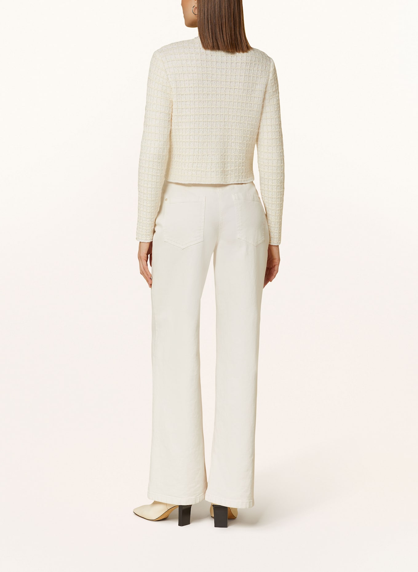 MARC CAIN Strickjacke mit Glitzergarn: 112 bright ecru