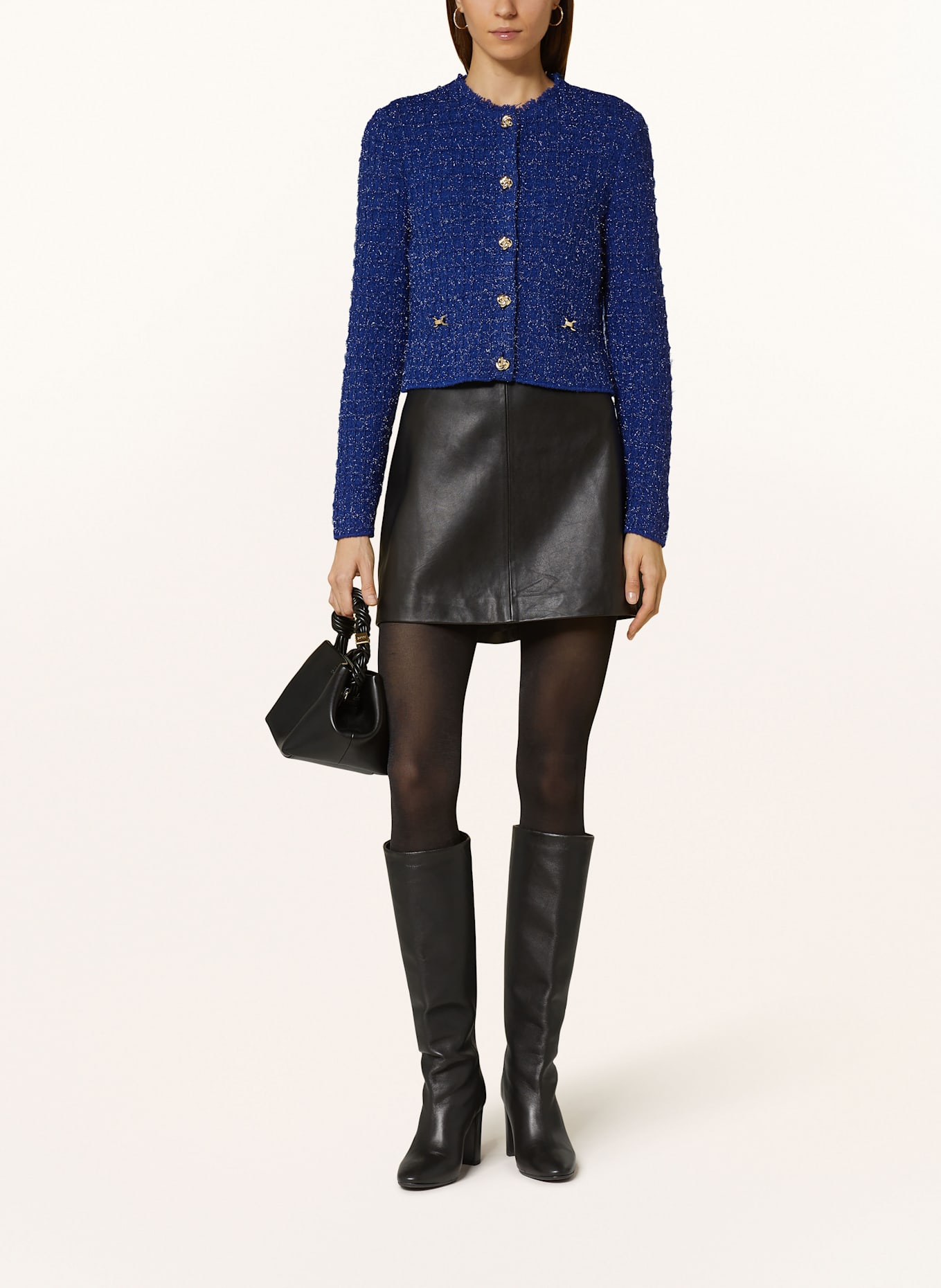 MARC CAIN Strickjacke mit Glitzergarn: DUNKELBLAU