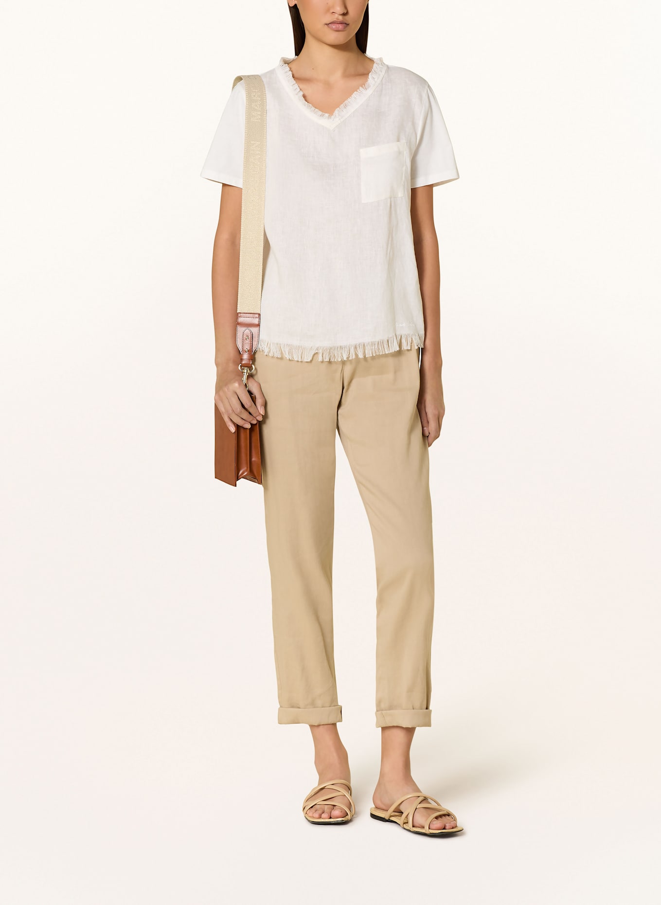 MARC CAIN Shirt blouse in mixed materials with linen: 110 off