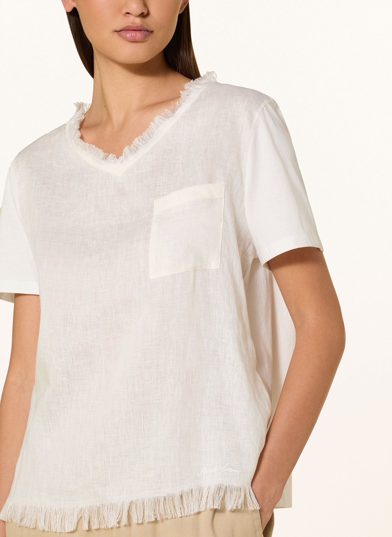 MARC CAIN Shirt blouse in mixed materials with linen: 110 off