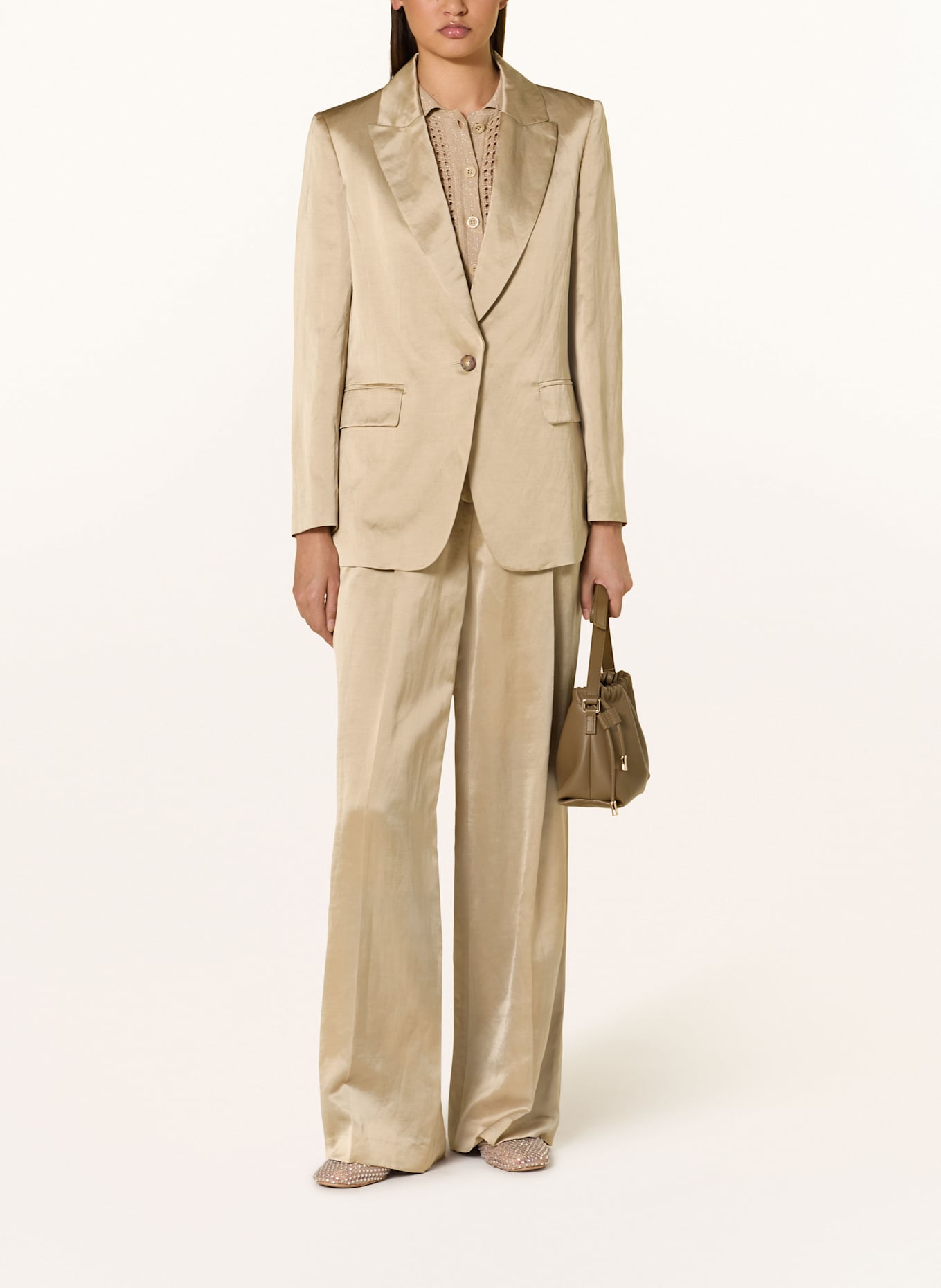 MARC CAIN Blazer with satin linen: 608 cappuccino macaron