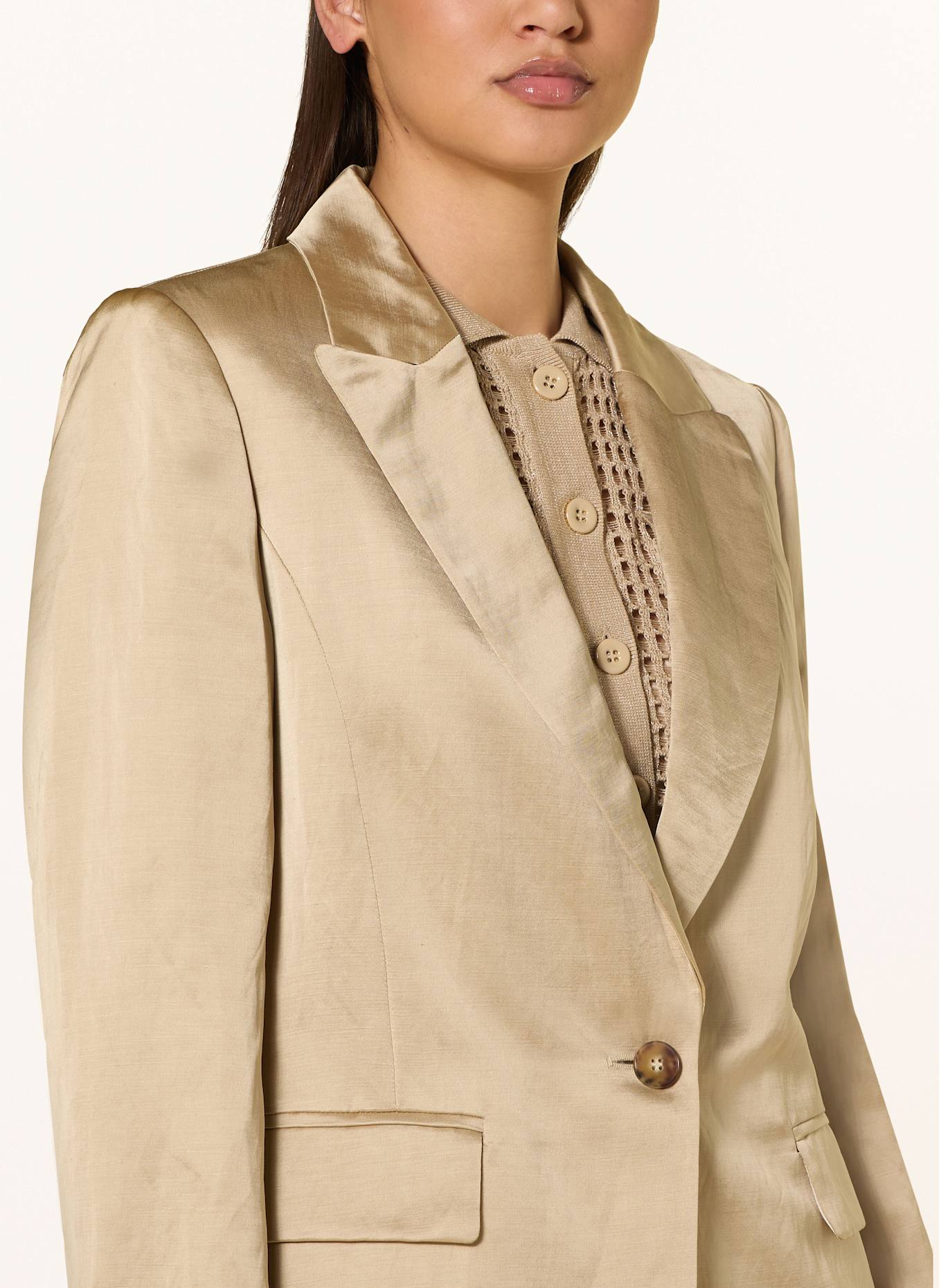 MARC CAIN Blazer with satin linen: 608 cappuccino macaron