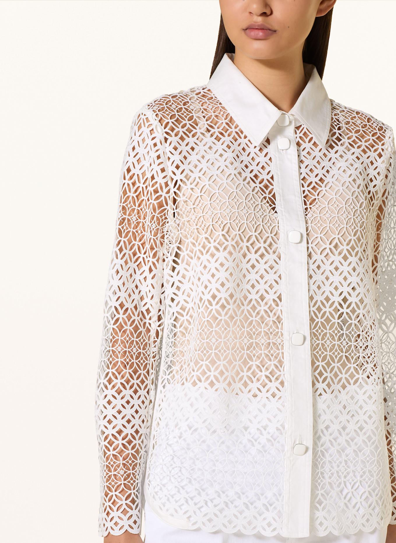 MARC CAIN Koszula z dziurkowanej koronki: 100 WHITE