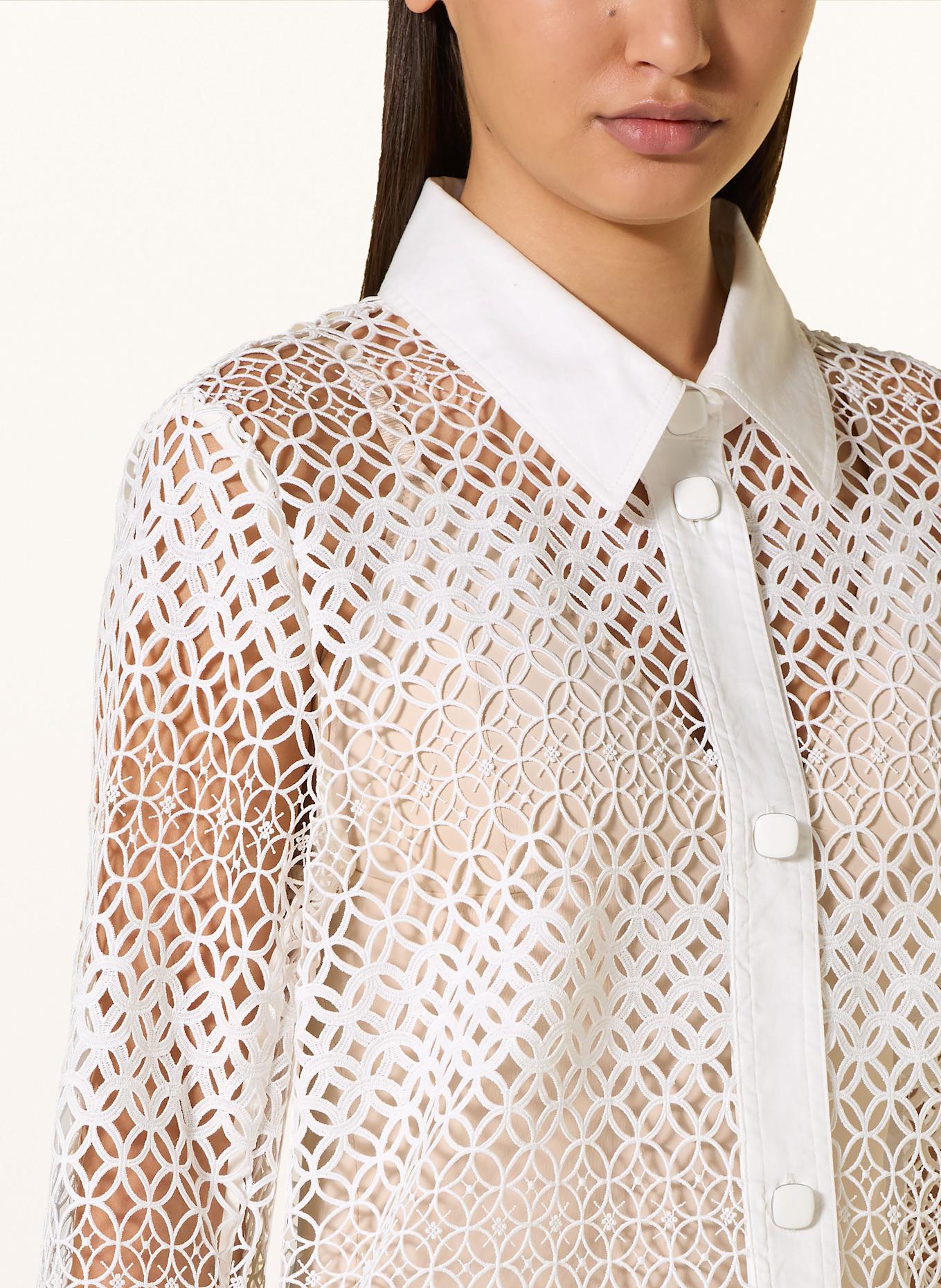 MARC CAIN Koszula z dziurkowanej koronki: 100 WHITE