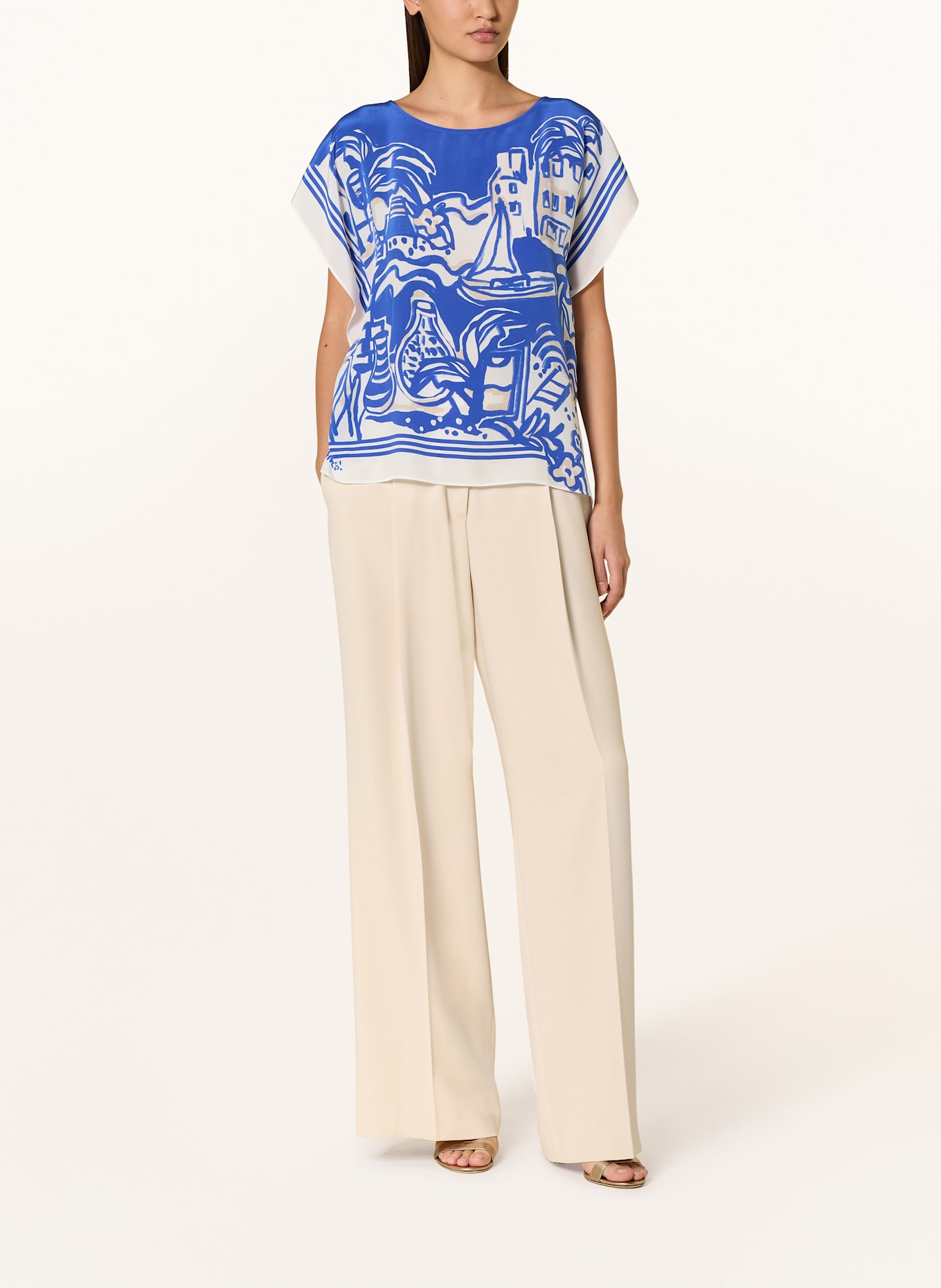 MARC CAIN Blusenshirt im Materialmix: 366 gentian