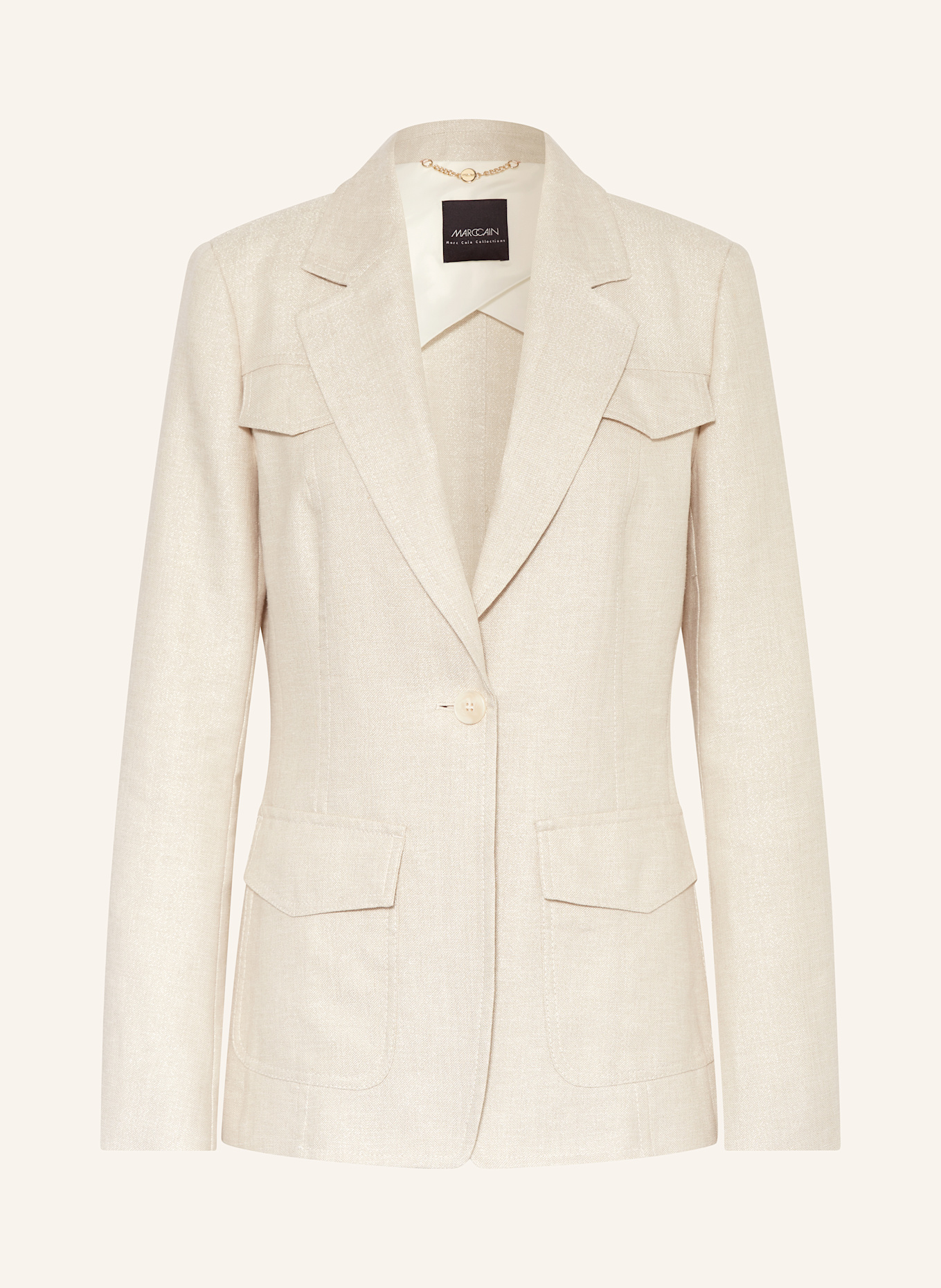 MARC CAIN Blazer mit Glitzergarn und Leinen: 607 deep stone