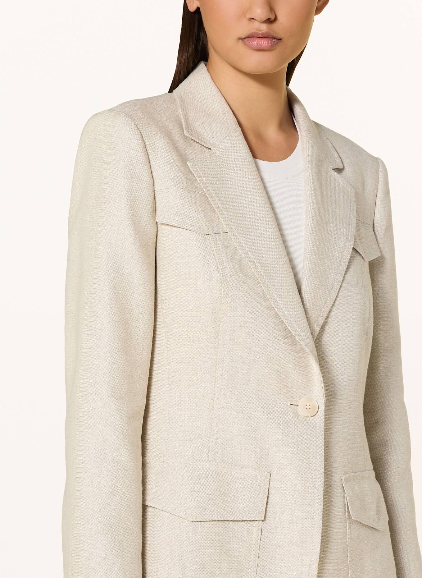 MARC CAIN Blazer mit Glitzergarn und Leinen: 607 deep stone