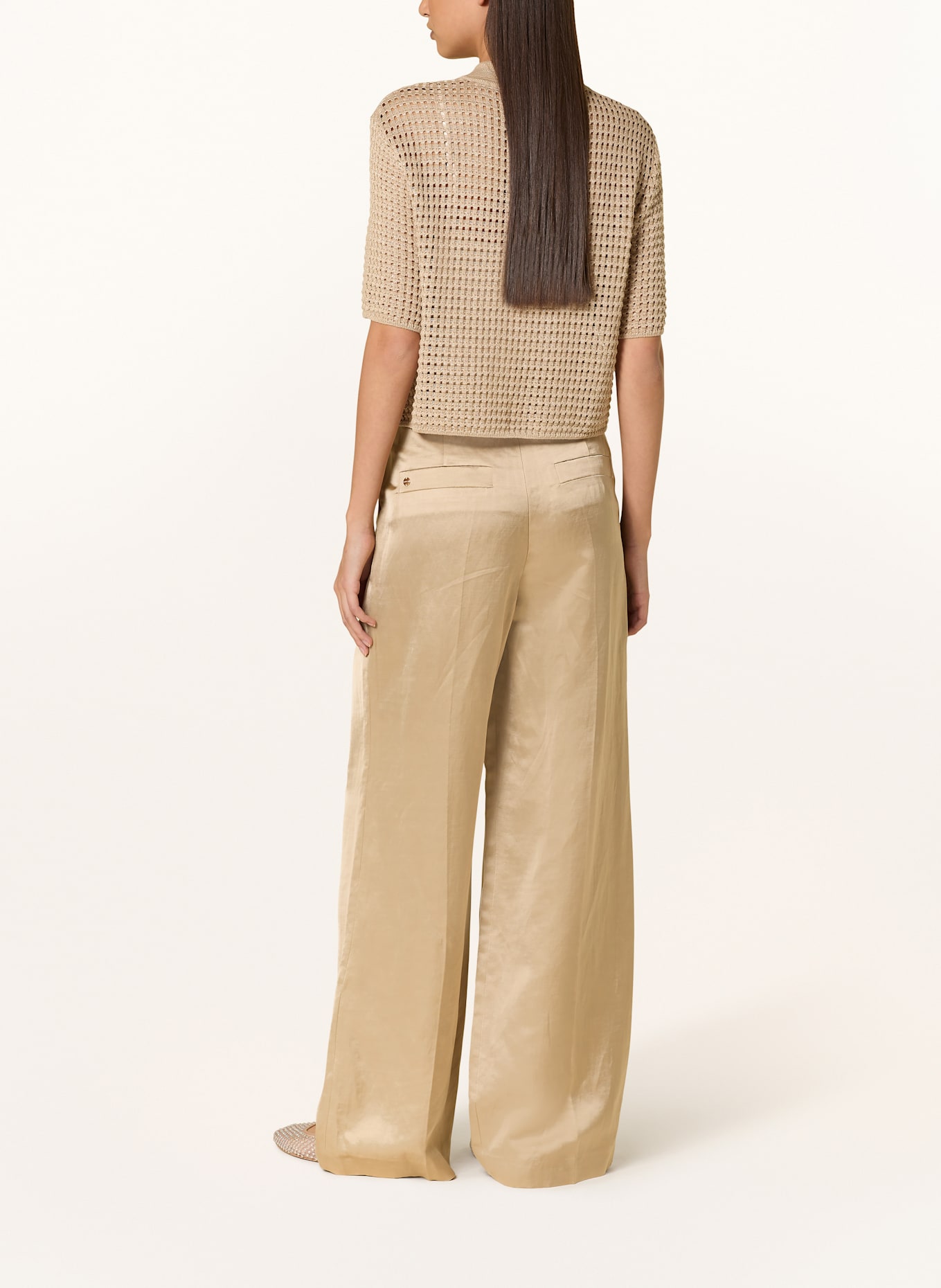 MARC CAIN Úpletová polokošile s třpytivou přízí: 608 cappuccino macaron