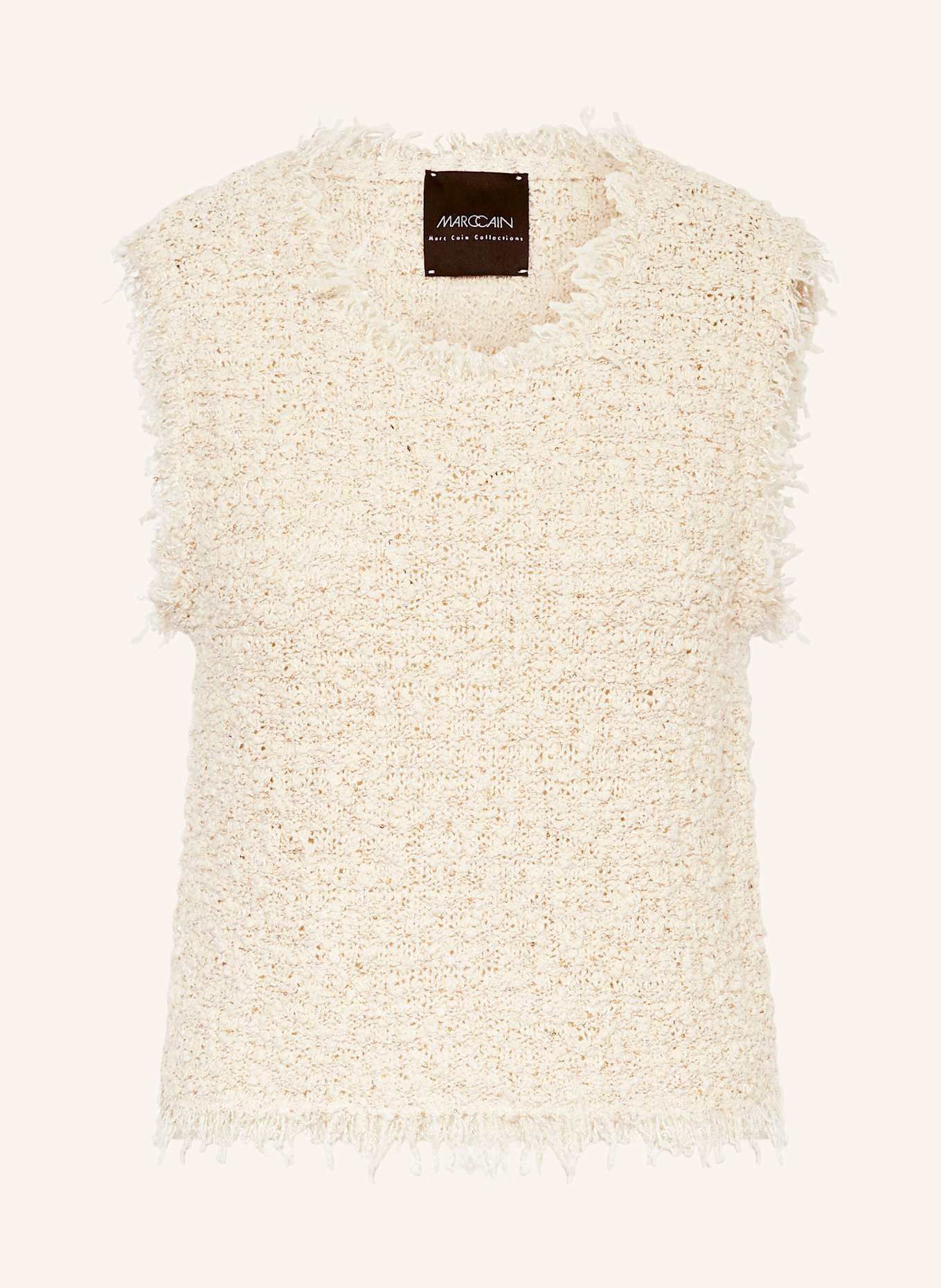 MARC CAIN Knit top with sequins: 608 cappuccino macaron
