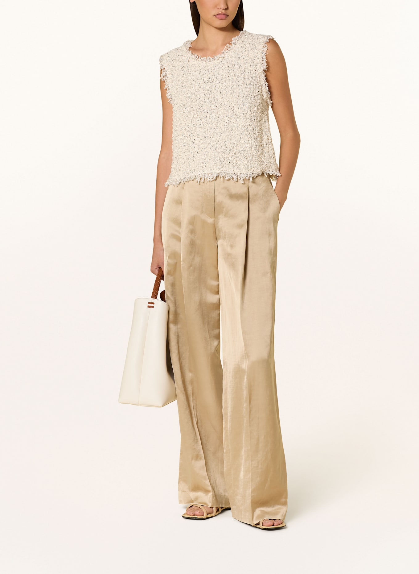 MARC CAIN Knit top with sequins: 608 cappuccino macaron