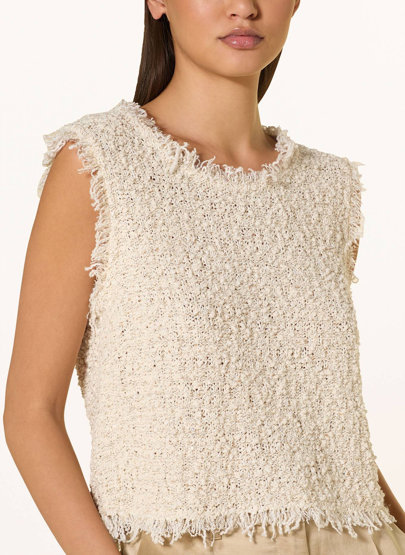 MARC CAIN Knit top with sequins: 608 cappuccino macaron