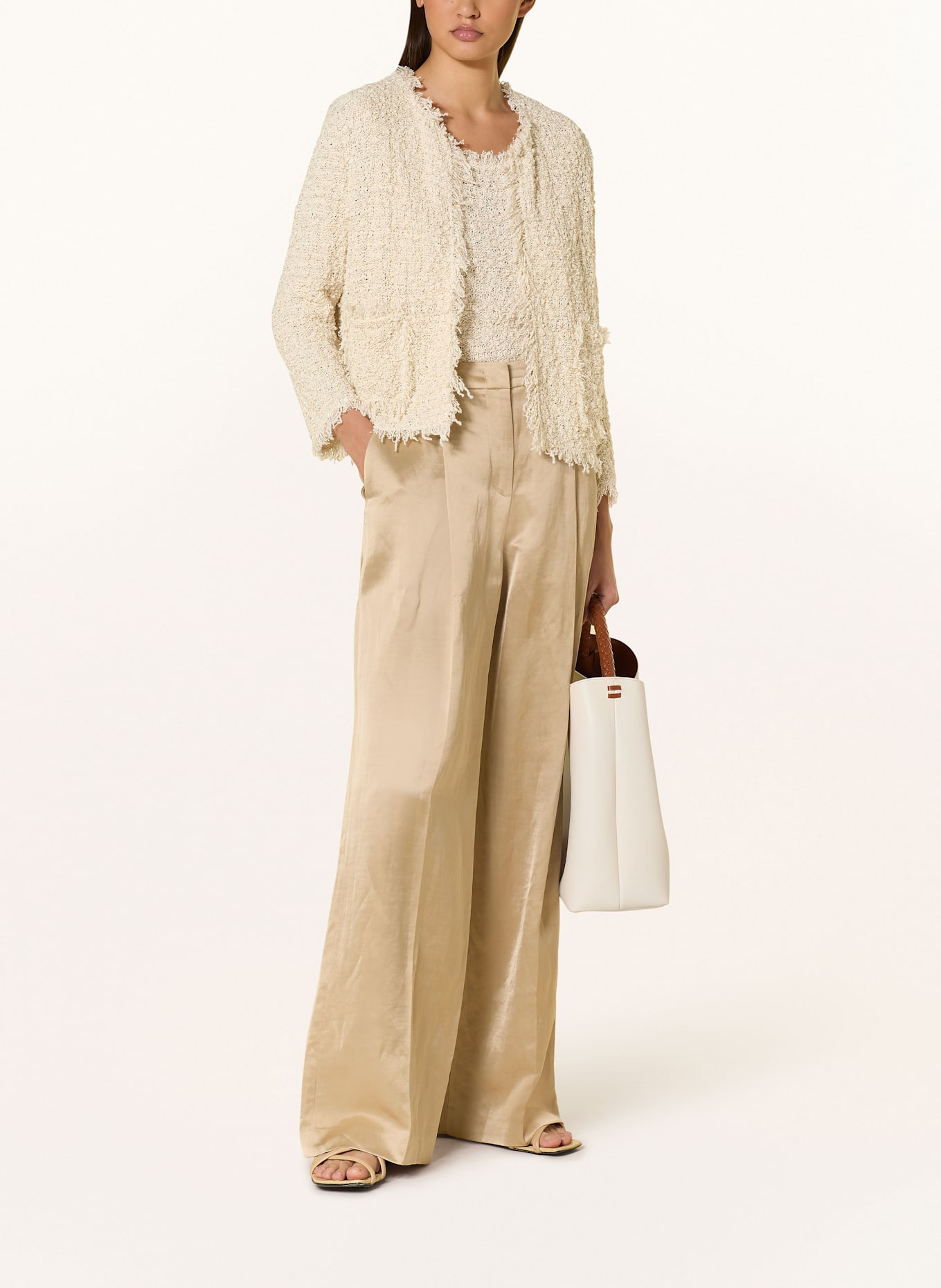 MARC CAIN Strickhülle mit Pailletten: 608 cappuccino macaron