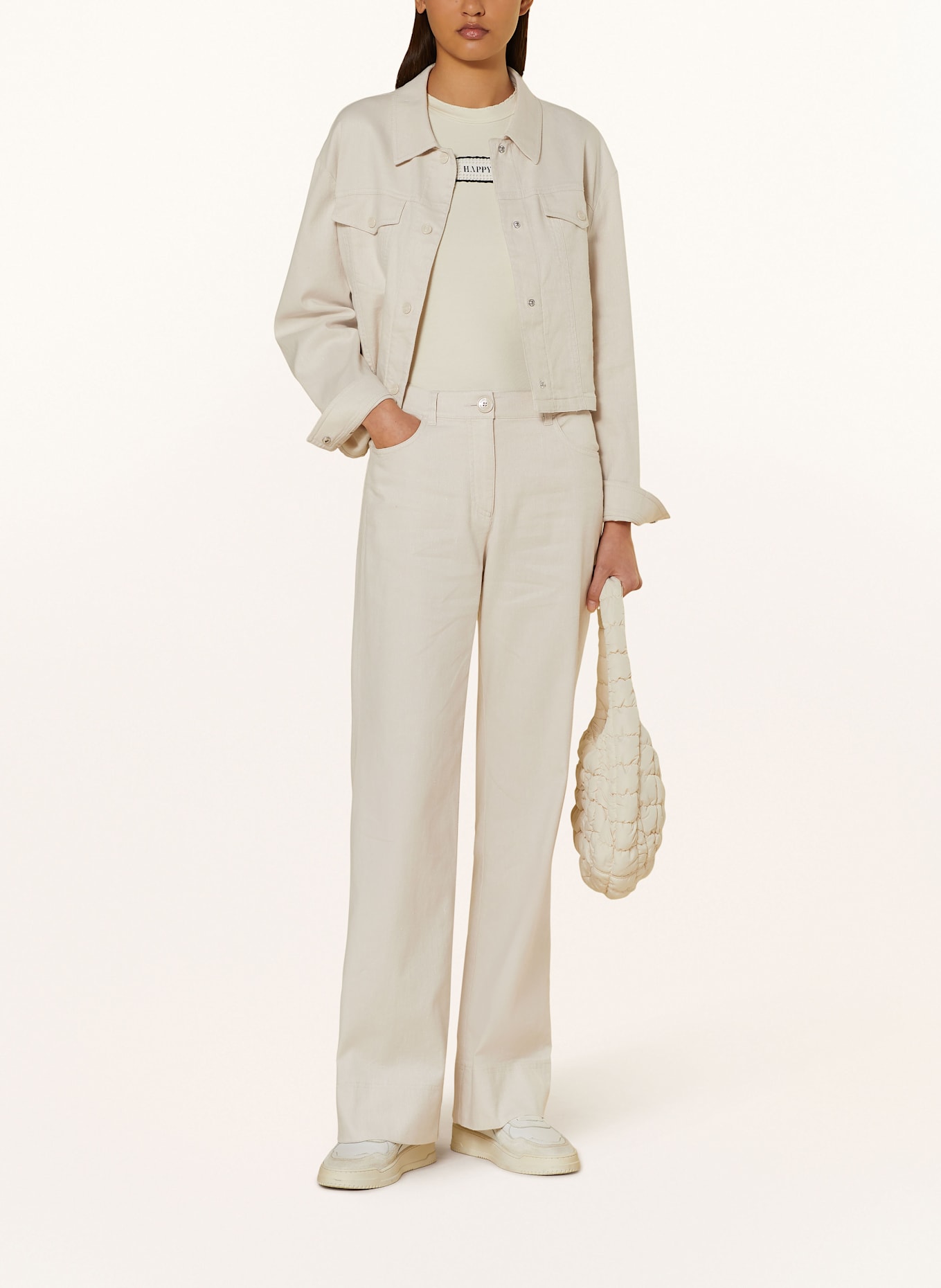 MARC CAIN Marlenehose mit Leinen: 183 soft stone