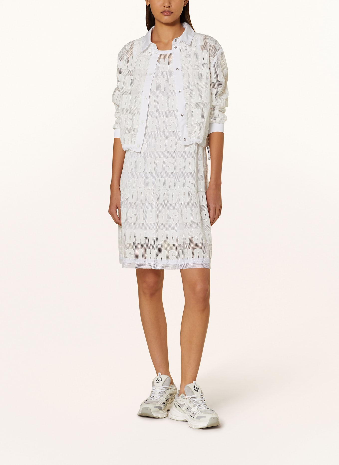 MARC CAIN Mesh bomber jacket: 100 WHITE