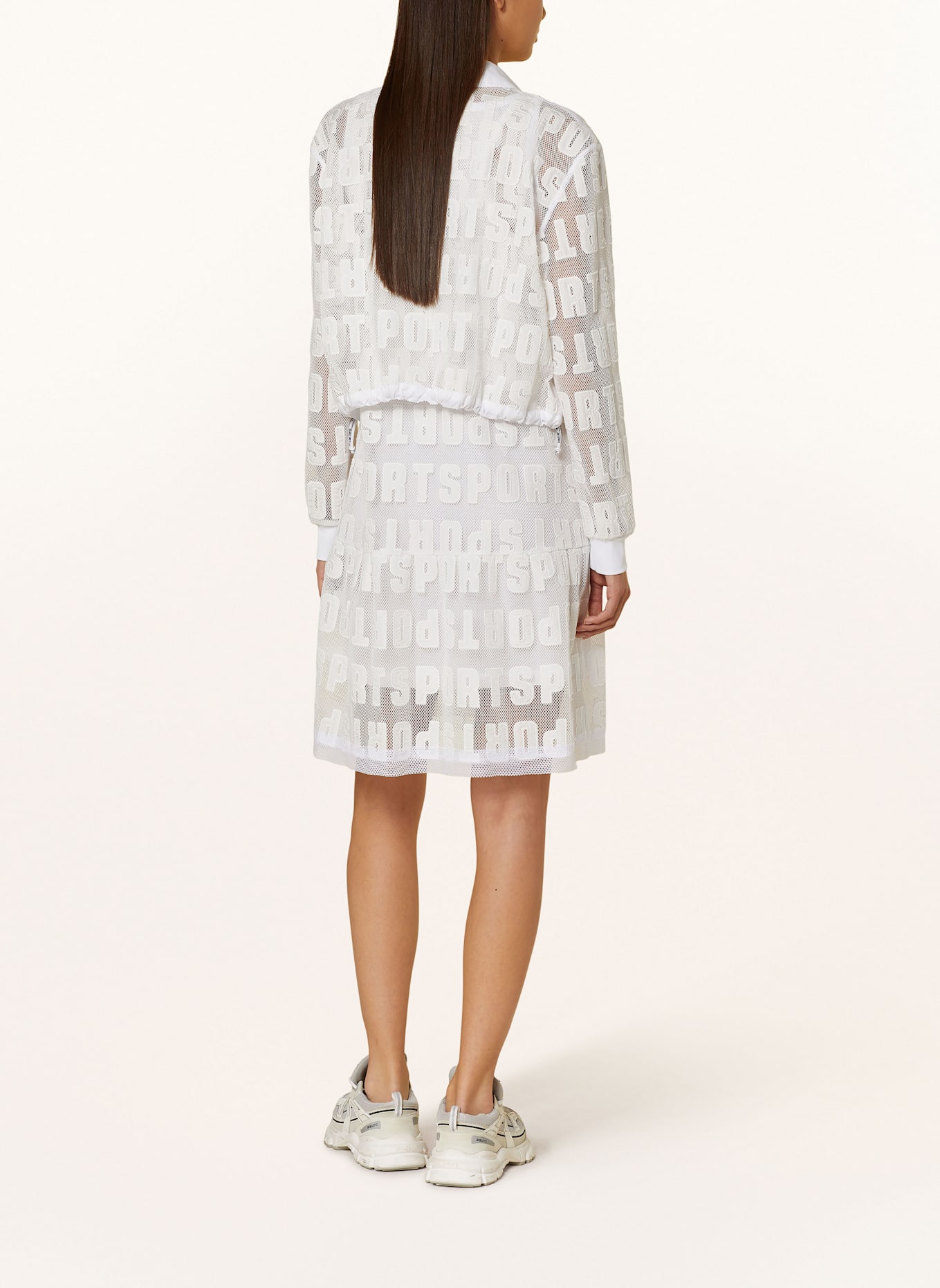 MARC CAIN Mesh bomber jacket: 100 WHITE