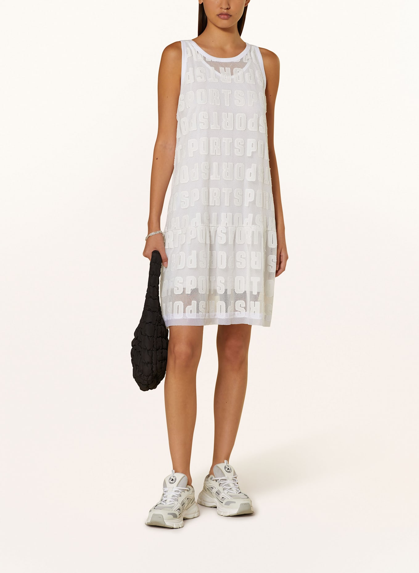 MARC CAIN Mesh-Kleid: 100 WHITE