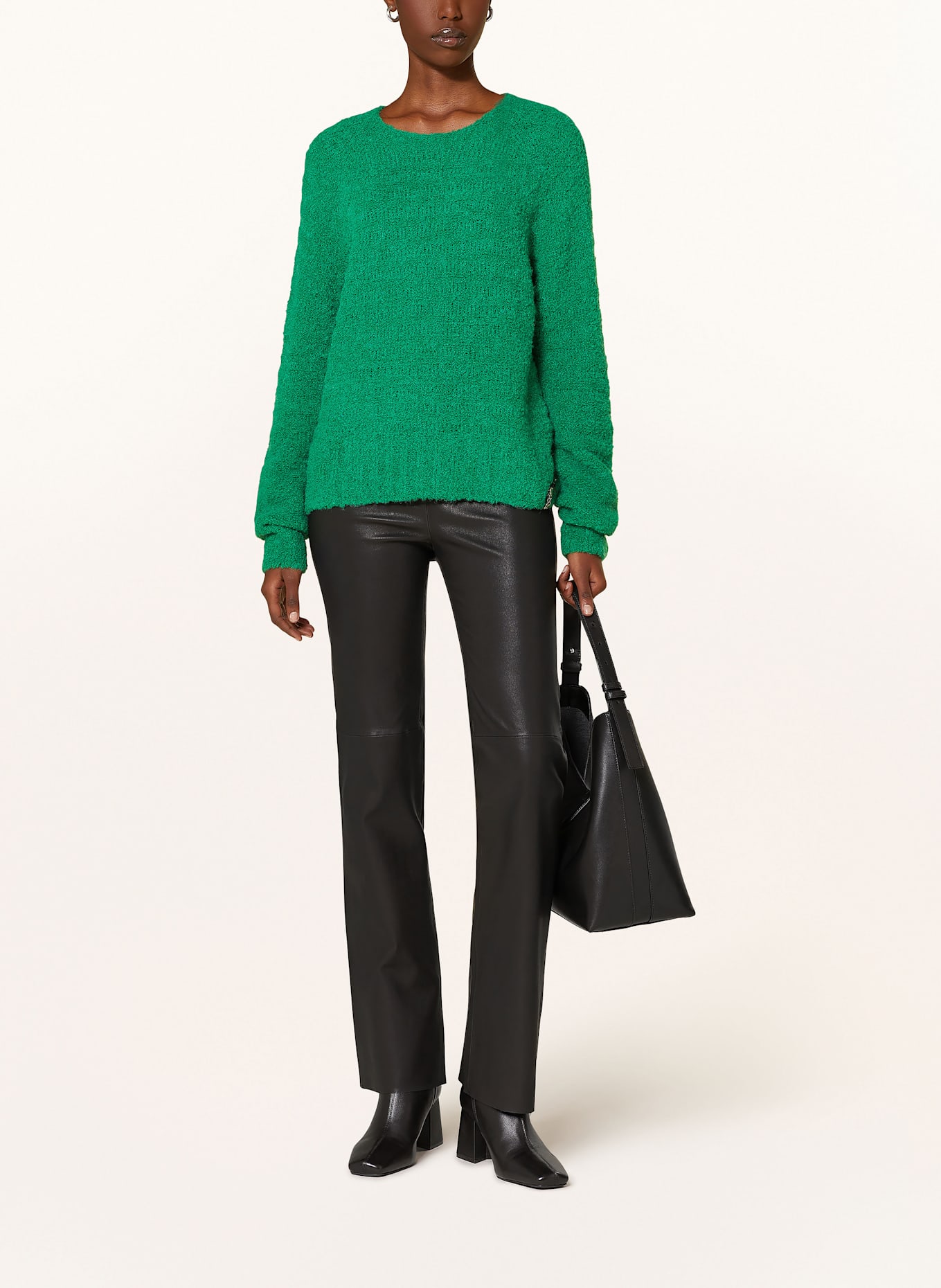 MARC CAIN Svetr s alpakou: TMAVĚ ZELENÁ