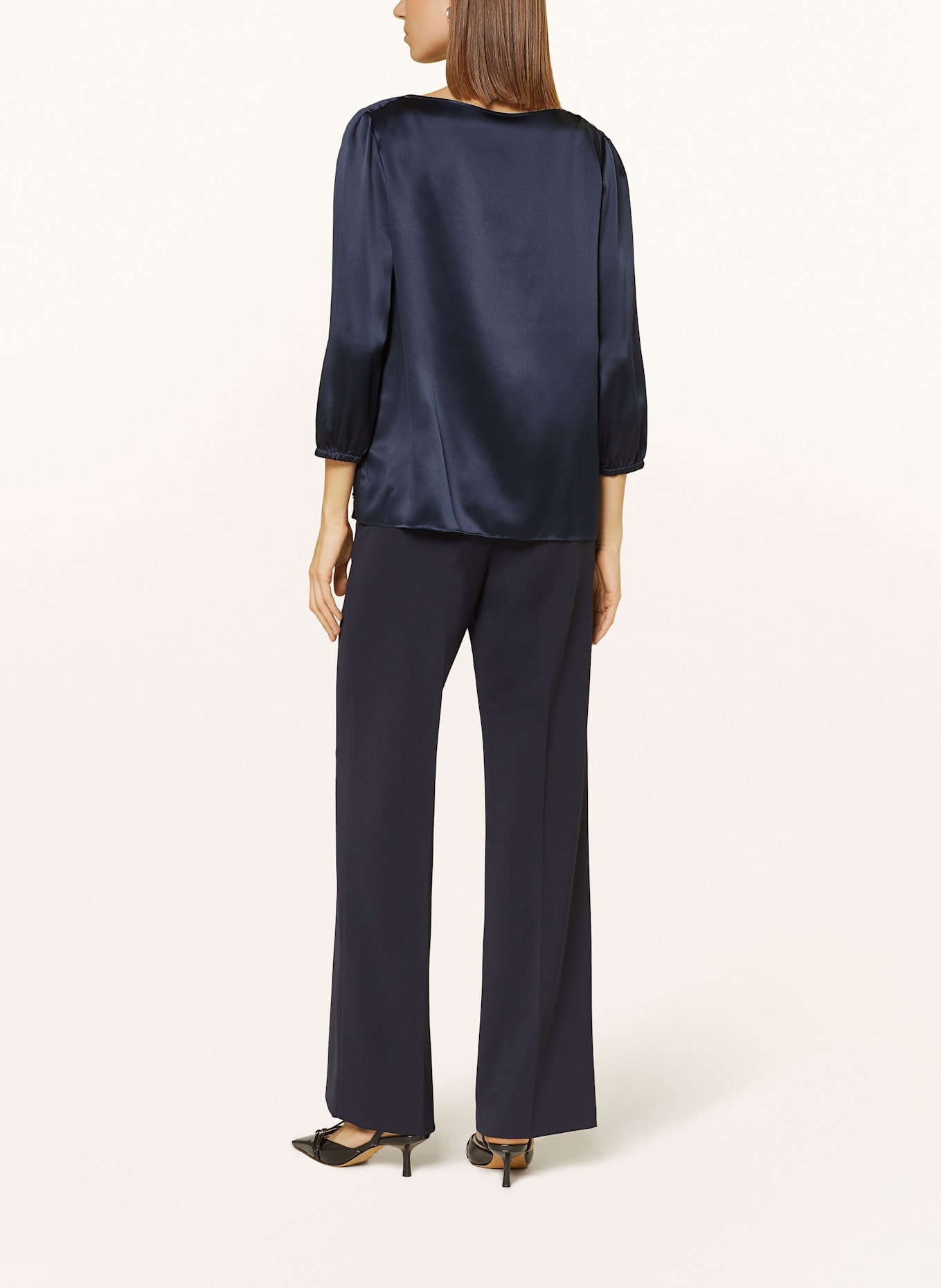 MARC CAIN Shirt blouse in silk: DARK BLUE