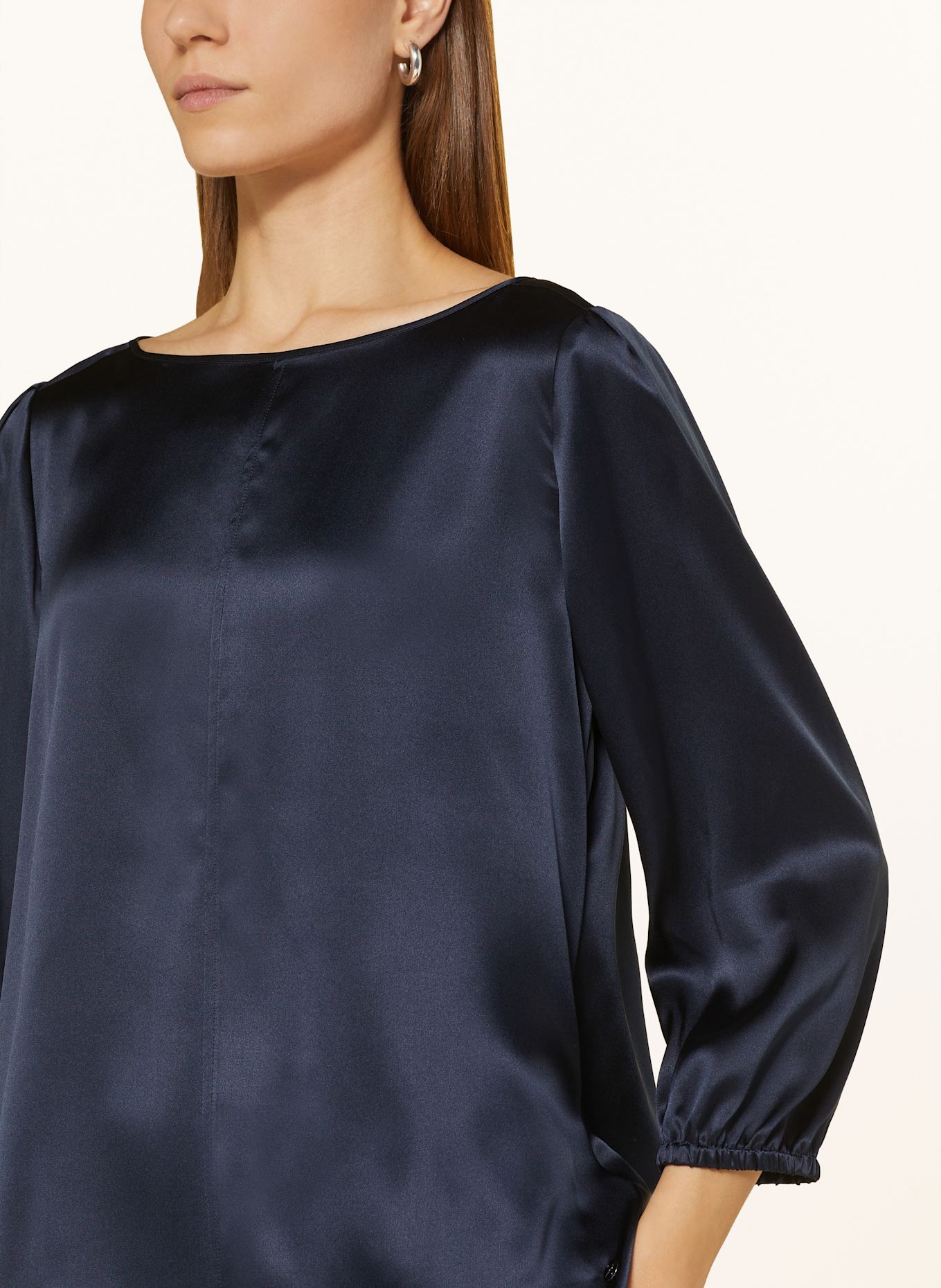 MARC CAIN Shirt blouse in silk: DARK BLUE