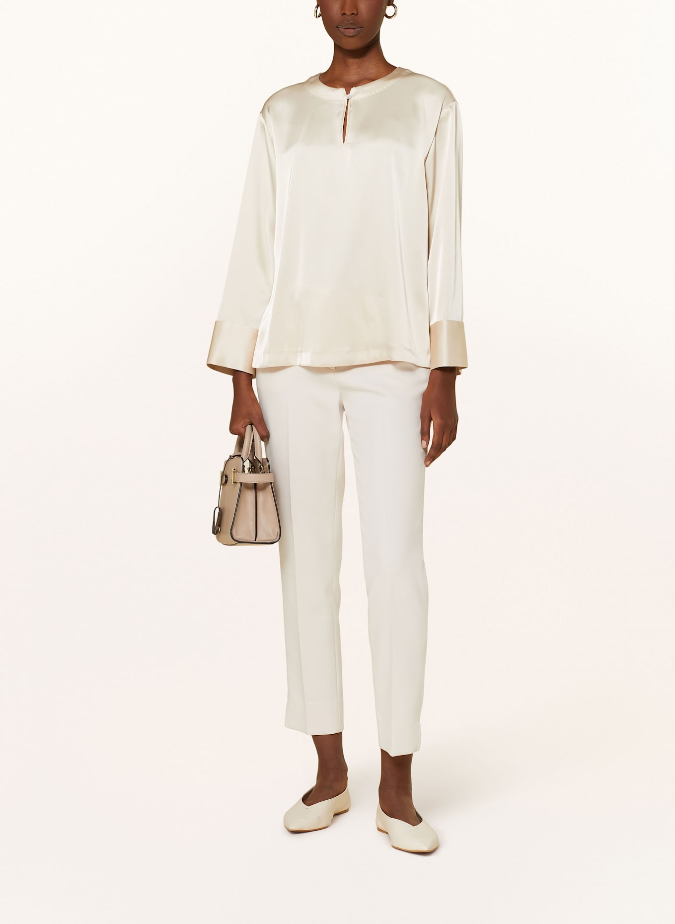 MARC CAIN Shirt blouse in satin: 137 bright sandstone