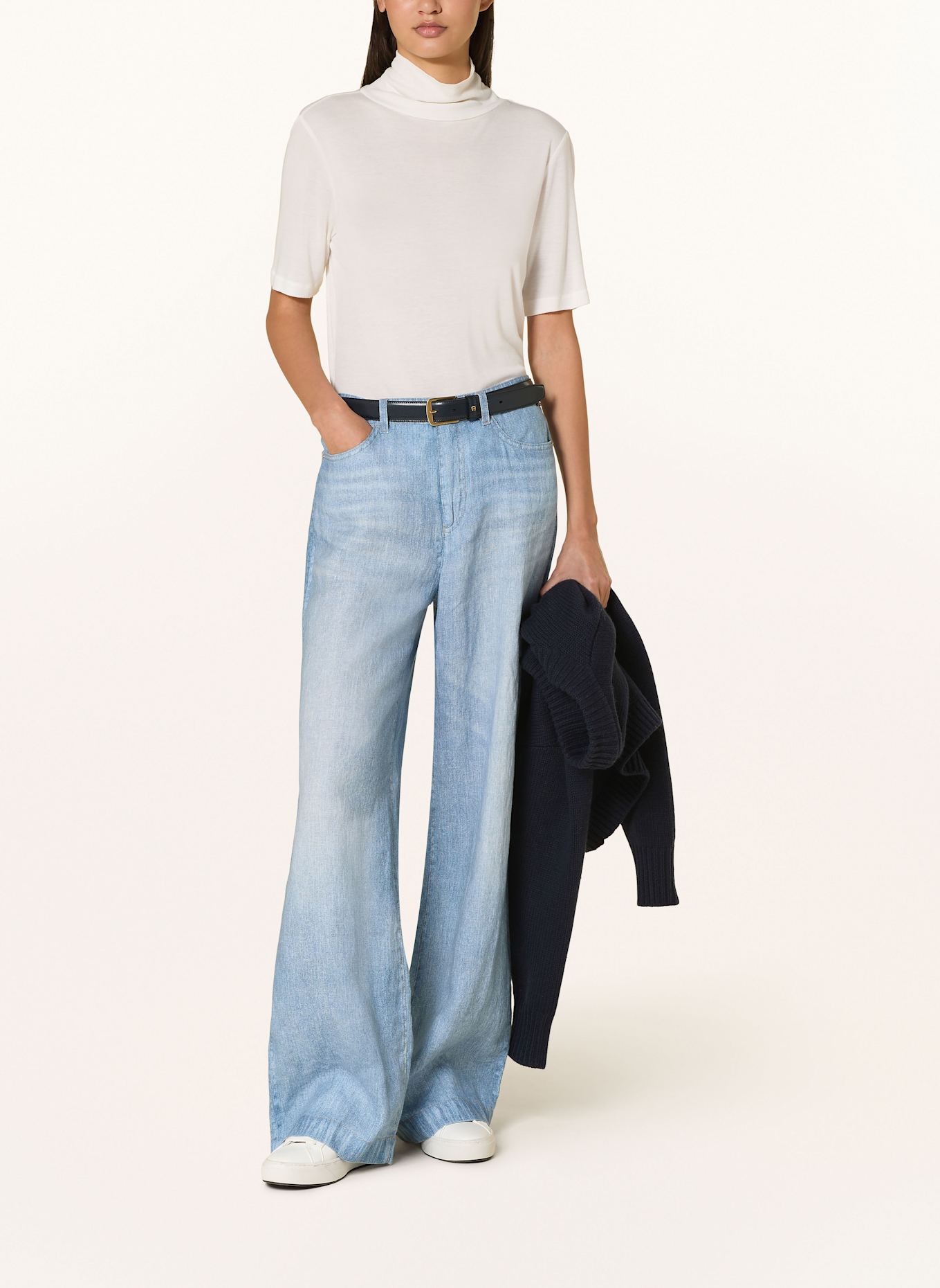 MARC CAIN Lněné kalhoty WARRI: 352 vintage blue