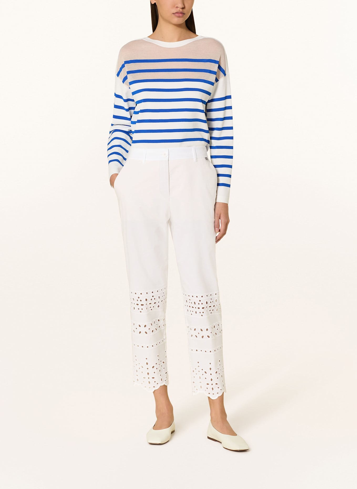 MARC CAIN Hose FRANCA mit Lochspitze: 100 WHITE