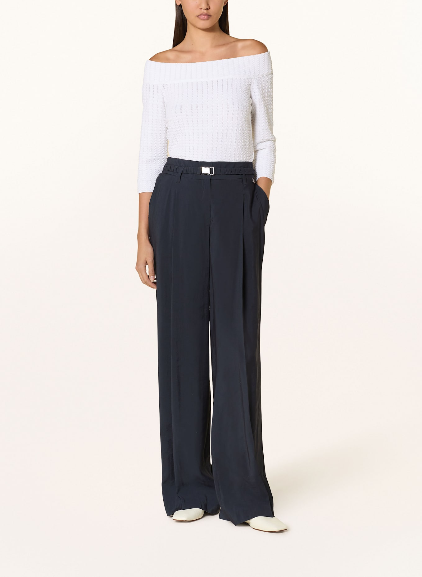 MARC CAIN Spodnie paperbag WICHITA: 394 navy