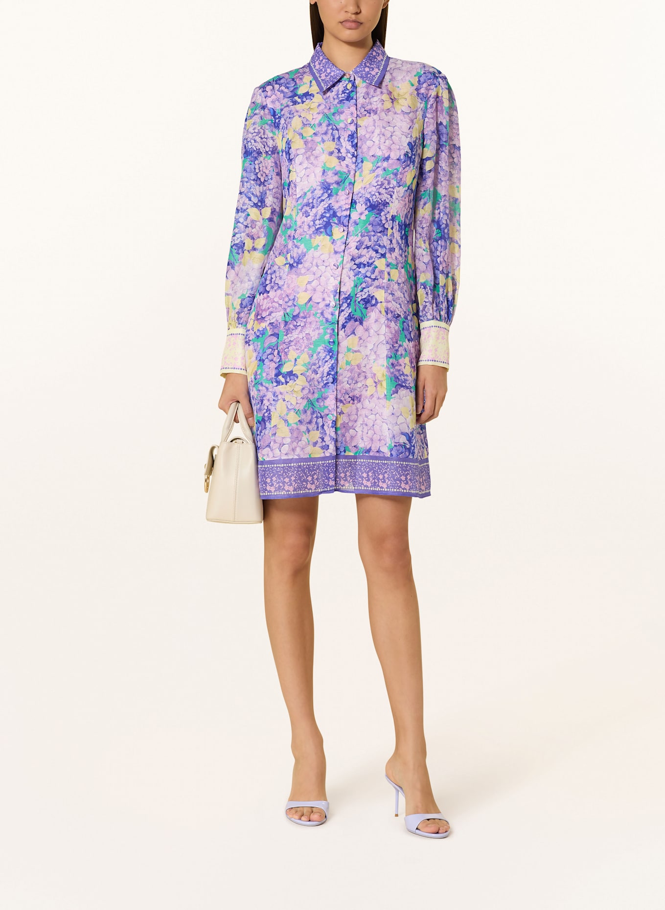 MARC CAIN Shirt dress with silk and linen: 764 amethyst