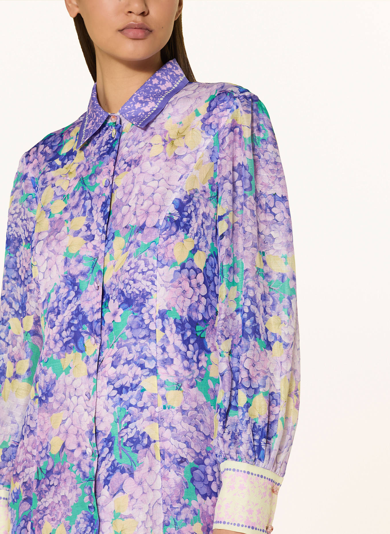 MARC CAIN Shirt dress with silk and linen: 764 amethyst