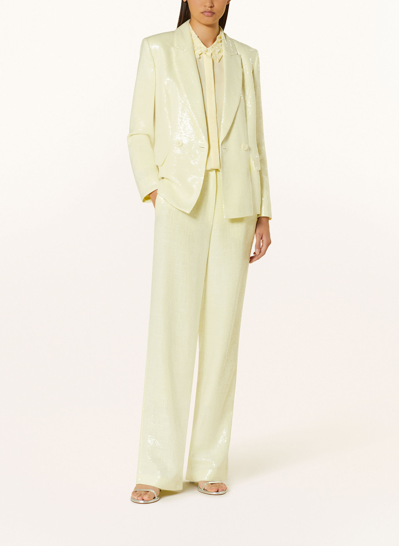 MARC CAIN Marlene kalhoty WUKARI se lnem a flitry: 405 bright vanilla